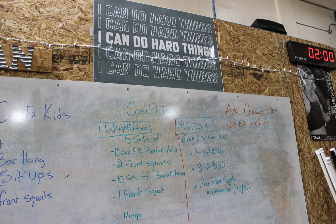Steps of Justice Crossfit's mantra "I can do hard things" can be seen all throughout the program. (Taylor Inman/Daily Inter Lake)