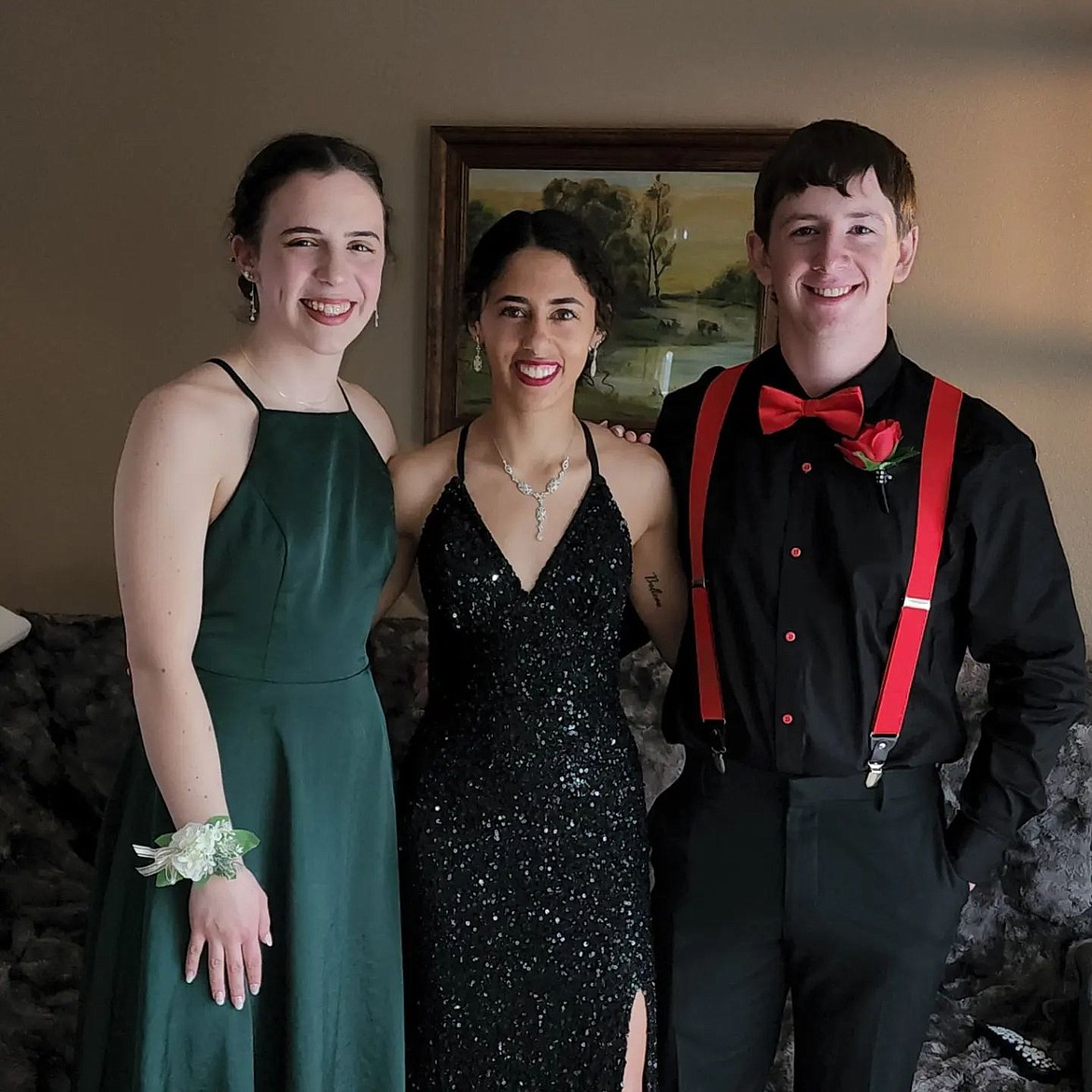 Superior High School Juniors, Molly Patko, Isabella Pereira, and Tucker Mclees look decked out and elegant as they headed off to prom night on Saturday at the Mineral County Fairgrounds. (Photo courtesy/Gina Pereira)