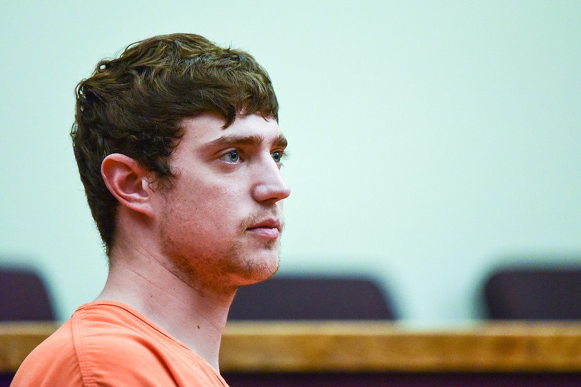 Zackary Maas appears for his arraignment in Flathead County District Court on Tuesday, April 19. (Casey Kreider/Daily Inter Lake)