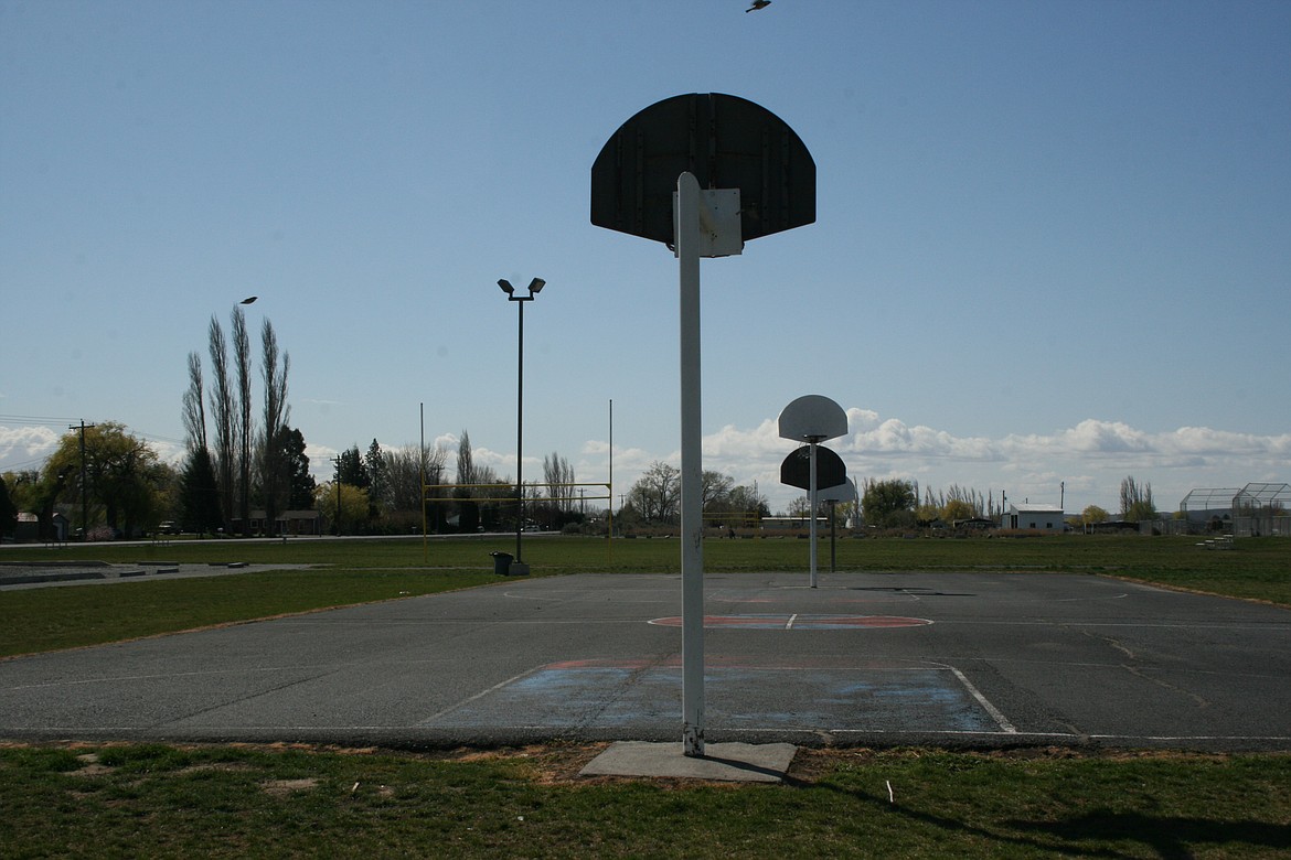 Basketball courts at PJ Taggares Park west of Othello. The park was purchased by the city for $10 plus closing costs last week.