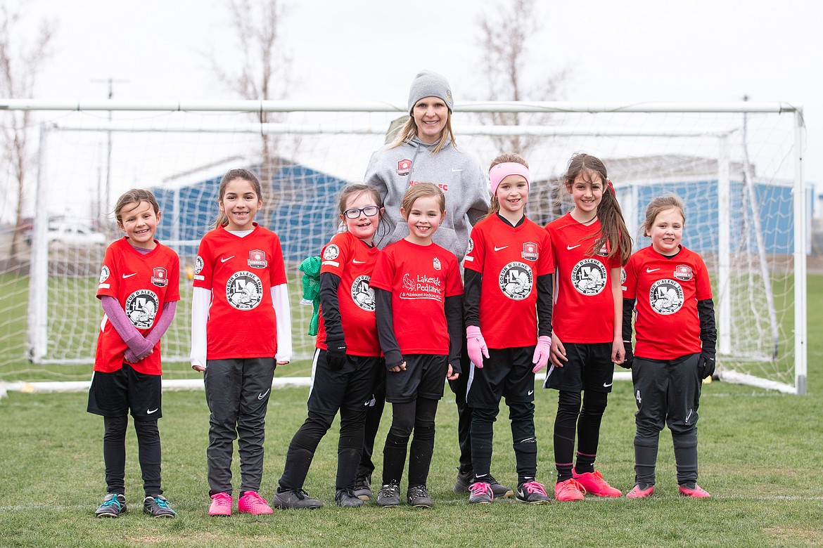 Photo courtesy BUSCEMA PHOTOGRAPHY
The three Thorns North FC 14 Girls traveled to Spokane on Saturday for three games against Spokane Sounders Valley 14G and Spokane Sounders South 14G. The Thorns dropped the first game, then rallied for 6-4 and 6-5 wins in the afternoon. Thorns goals were scored by Sophia Moreno, Quinn Baily, Stella Hartzell, Hatty Lemmon, Rylee Smidt and Poppy Moreau, with Grace Rudd as goalkeeper. Pictured from left are Stella Hartzell, Sophia Moreno, Lyla Maestas, Quinn Baily, Finley Rausche, Brielle Buscema and Grace Rudd.