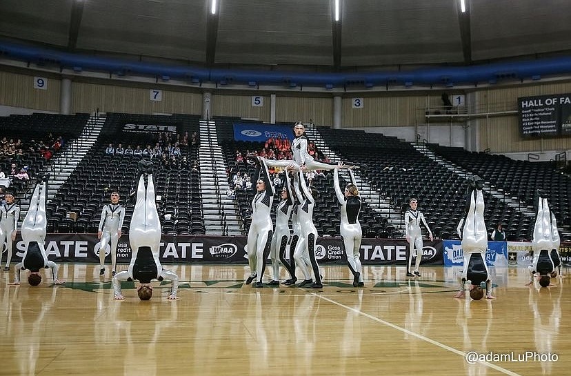 The Molahiettes, the Moses Lake High School dance/drill team, perform their state championship routine in the military category during the state competition in late March. The Molahiettes brought home a second state championship and a second-place finish.