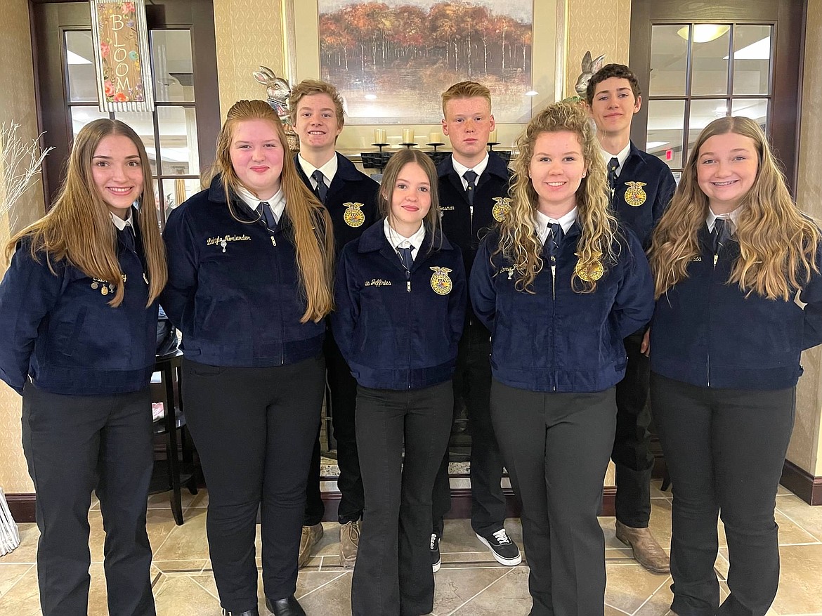 Back row from left: Cole Andres, Iwen Forsman, Karson Mobbs 
Front row from left: L-R Claire Kelley, Lakyla Norlander, Olivia Jeffries, Lauren Peterson, Madelyn Andres