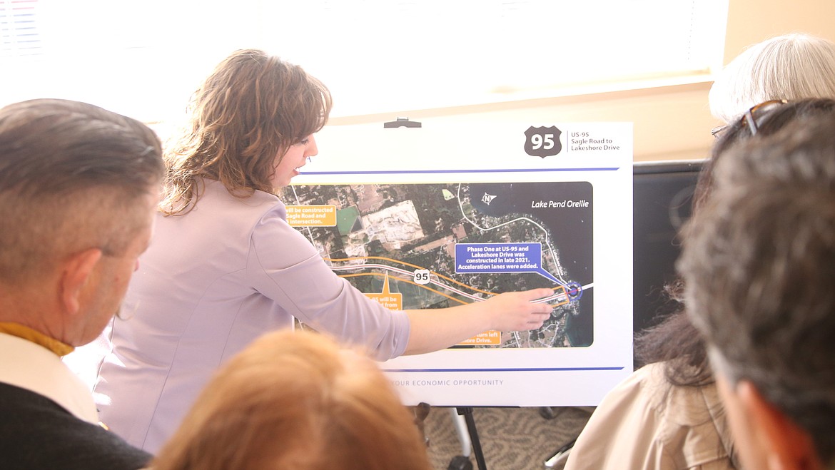 Megahn Jahns, Idaho Transportation Department public information officer explains upcoming changes to the traffic corridor between Sagle Road and Long bridge.