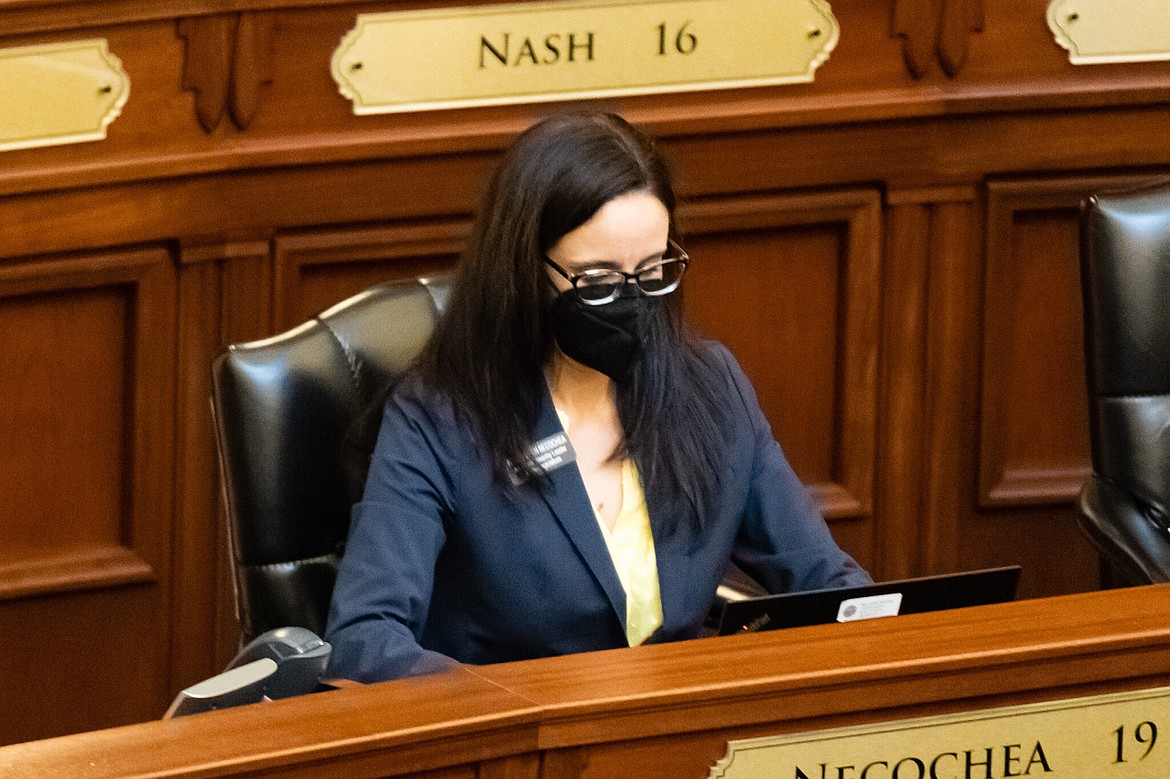 Assistant Minority Leader Rep. Lauren Necochea, D-Boise, listens to debate on the House floor at the Idaho Capitol on Jan. 17.