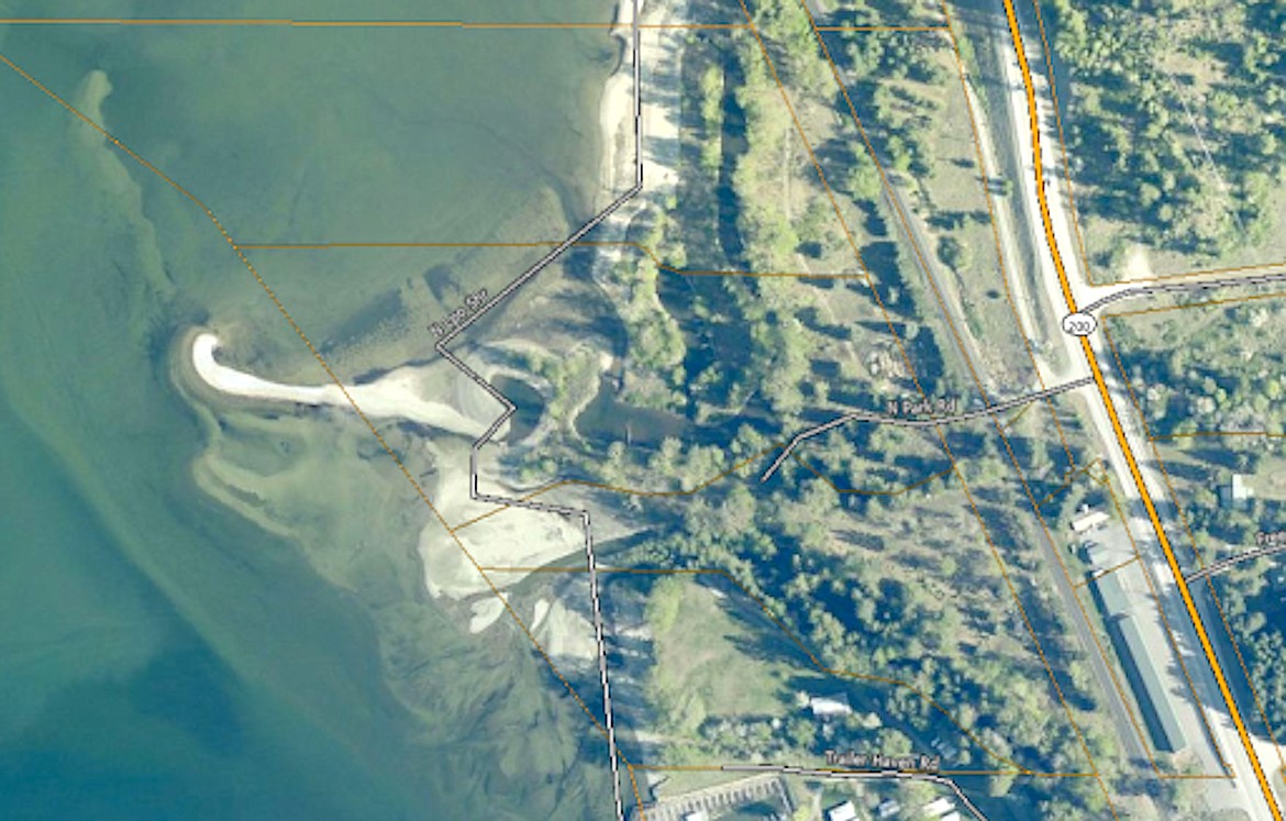 A aerial photo of the site location of the North Lake Development at the mouth of Trestle Creek. The U.S. Army Corps of Engineers advised in late September that it was revoking its permit for the Idaho Club’s marina and lakeside housing development at the mouth of Trestle Creek on Lake Pend Oreille.