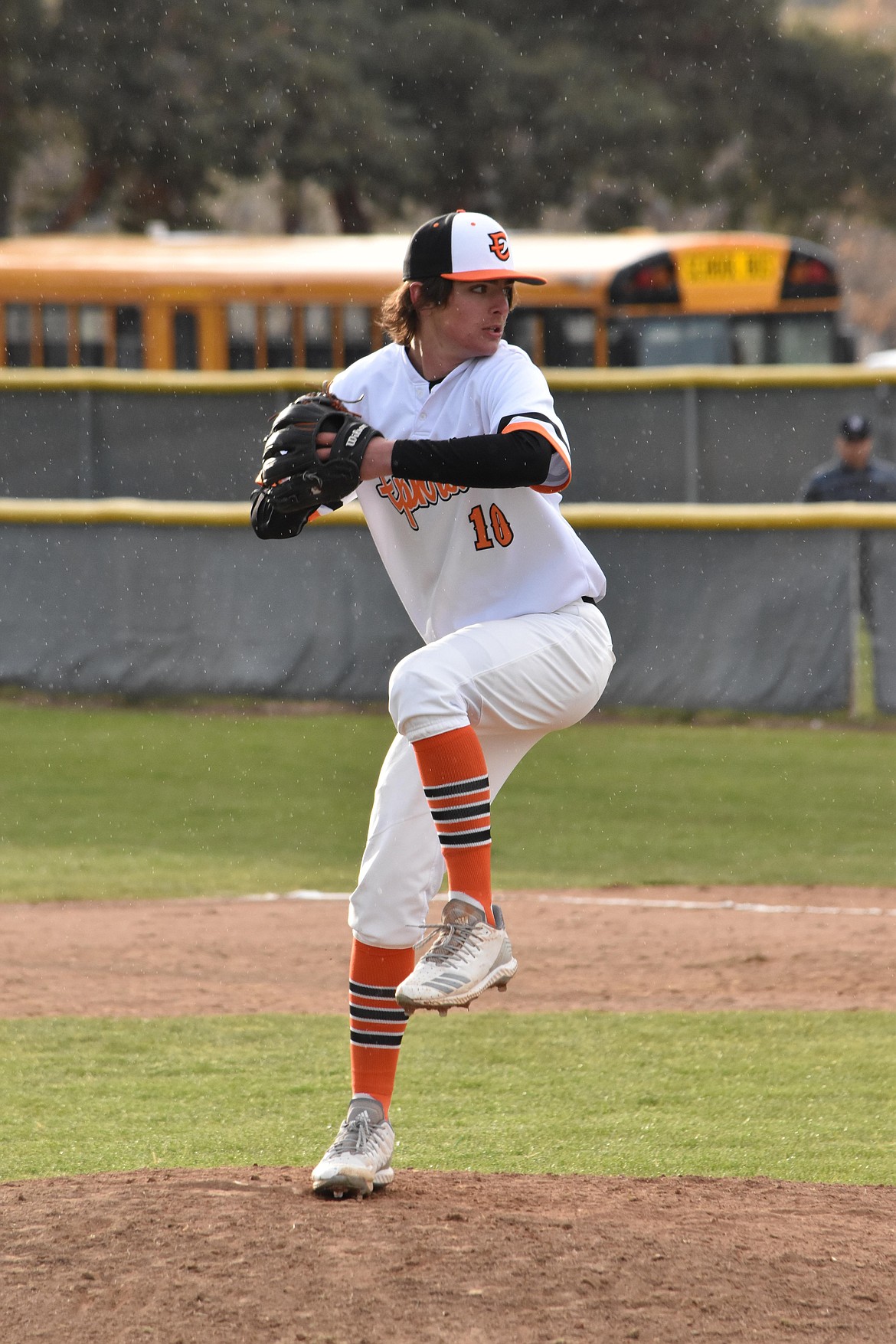 Ephrata High School sophomore Cody Black (10) pitches during the matchup against West Valley (Spokane) on April 14.