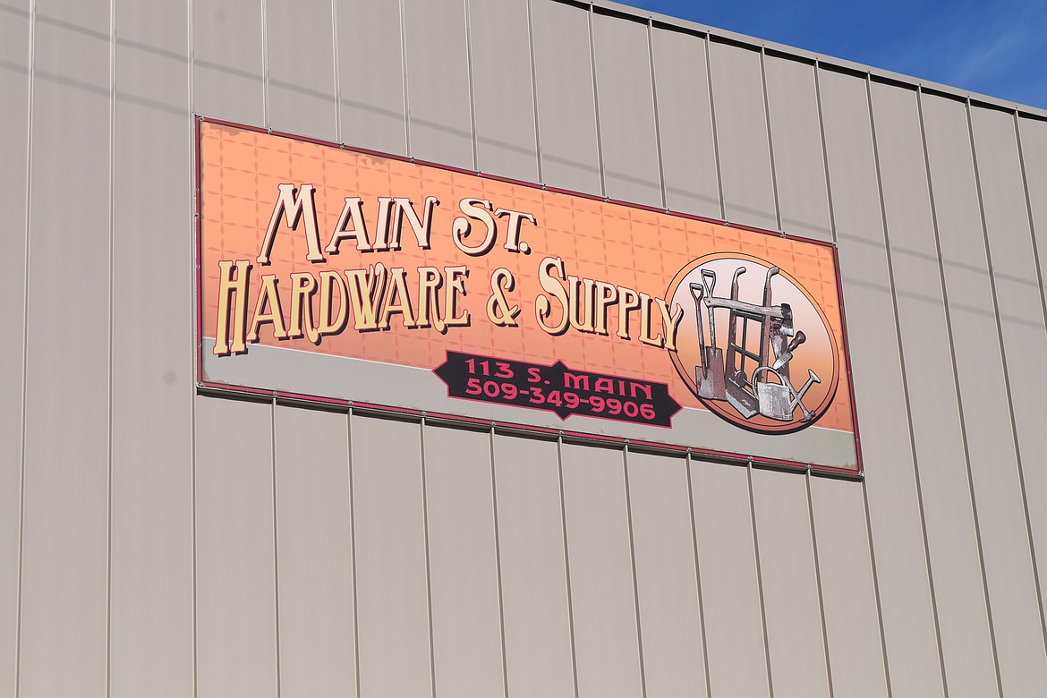 The sign atop Main St. Hardware & Supply in downtown Warden.