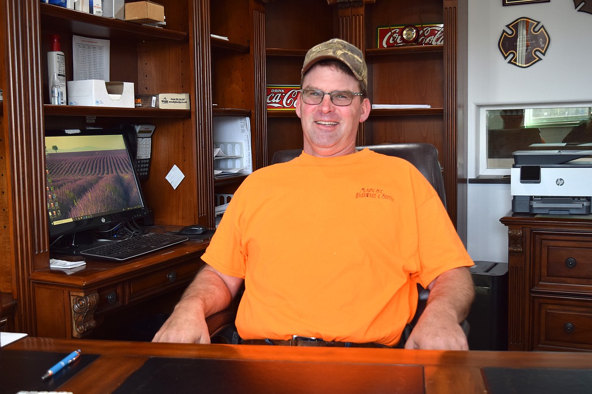 Chris Campbell, owner of Shademakers construction and Main St. Hardware & Supply, in his office.