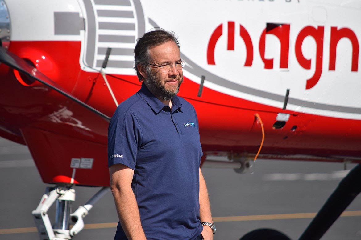 President and CEO of AeroTEC Lee Human following the successful first flight test of an all-electric Cessna Caravan at the Grant County International Airport in May 2020. AeroTEC is again partnering with electric motor maker MagniX to modify, test and certify a hybrid-electric De Haviland Dash 7 passenger plane as part of a contract with NASA to develop electric aircraft propulsion systems.