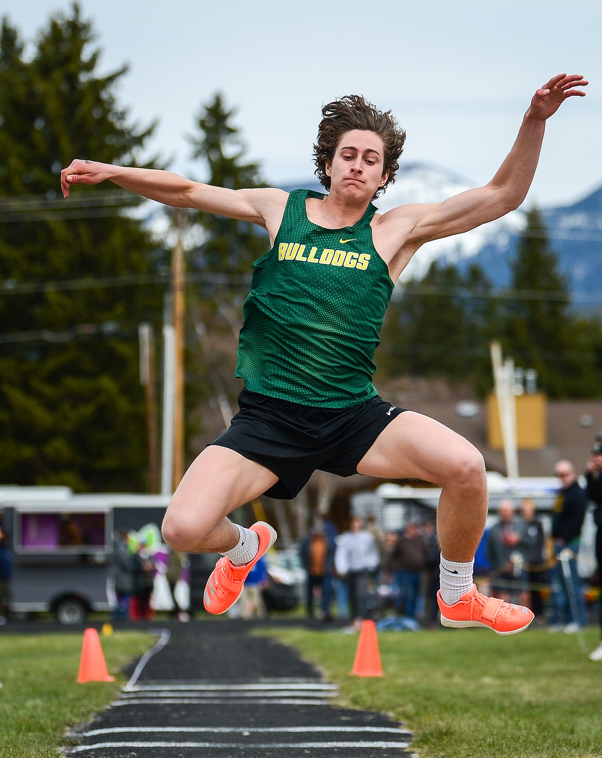 Whitefish's Gabe Menicke competes in the boys triple jump at the Whitefish ARM Invitational on Saturday, April 30. (Casey Kreider/Daily Inter Lake)