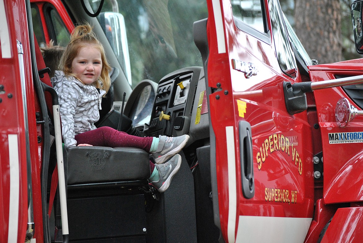 On Saturday, April 30 from 10:00 a.m. to 12:00 p.m. despite chilly springtime temperatures, the Mineral County Fairgrounds in Superior was packed with kiddos and their families. Bounce houses, fire truck and emergency vehicle tours, snack stations, and children's activities filled the fairground yard. Car seat safety checks were available for parents of little ones as well as community information on local family groups and childcare. (Mineral Independent/Amy Quinlivan)