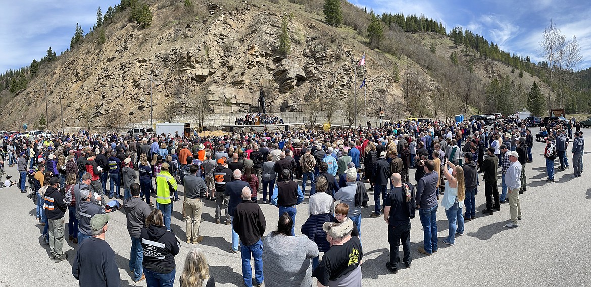 Multiple sources estimate the crowd grew to nearly 1,000 people for Monday's 50th Anniversary Ceremony at the Sunshine Miners Memorial in Big Creek.