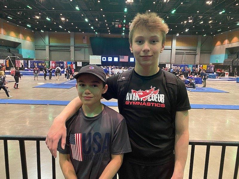 Courtesy photo
Avant Coeur Gymnastics Level 8s at the Western Championships in Reno, Nev.: Dylan Coulson, left, and Conan Tapia.
