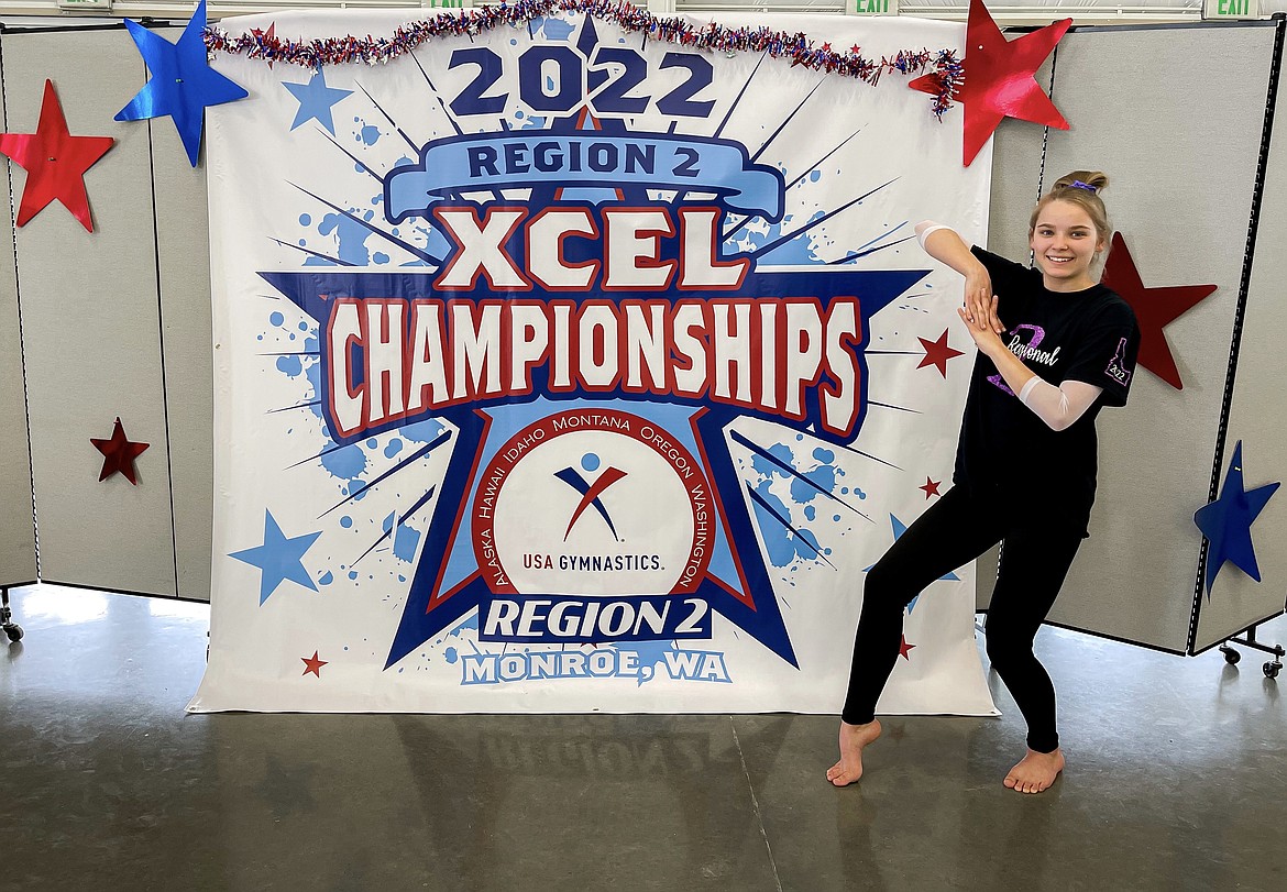 Courtesy photo
Avant Coeur Gymnastics Xcel Platinum Amberly Johnson at the regional championships in Monroe, Wash.