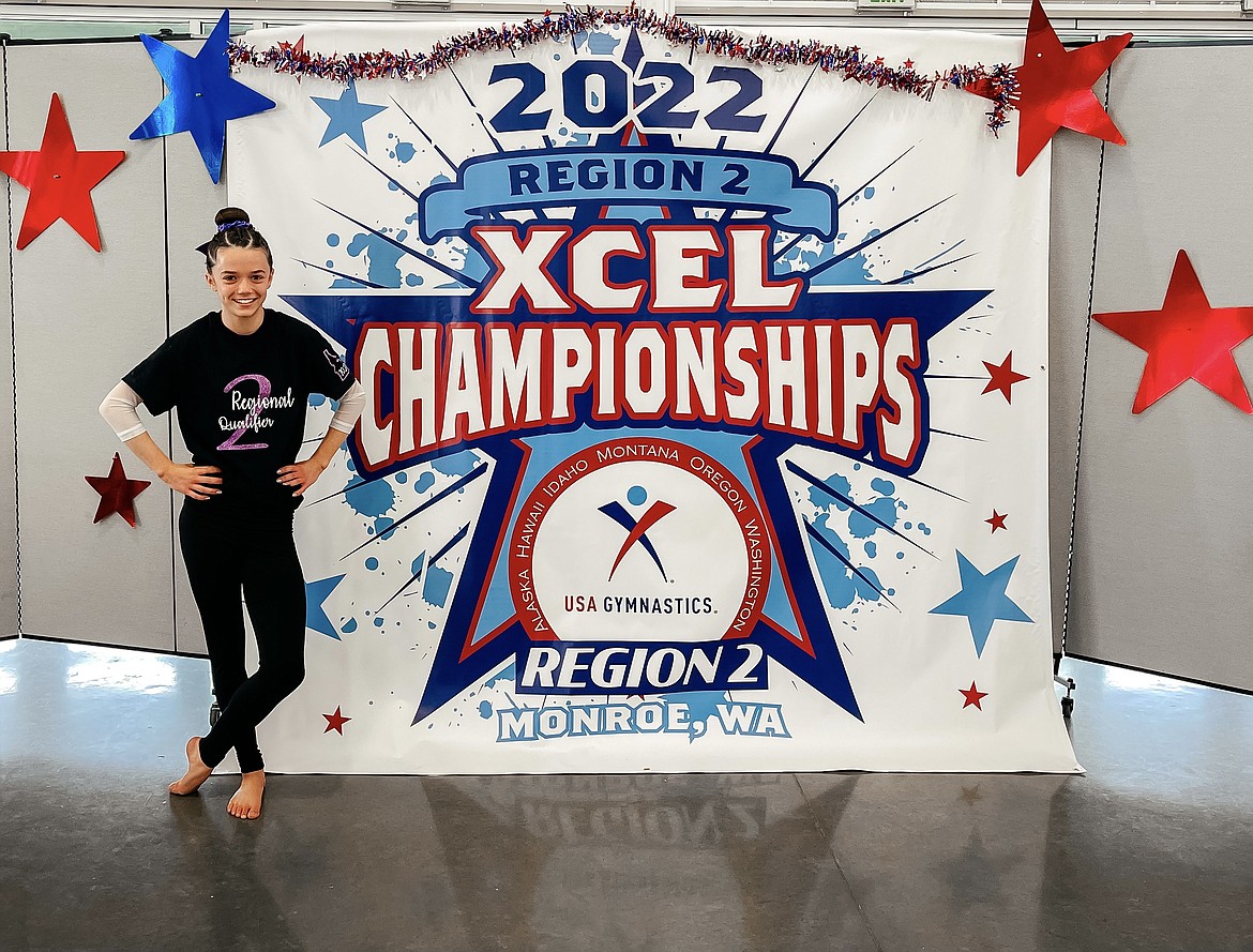 Courtesy photo
Avant Coeur Gymnastics Xcel Platinum Kate Mauch at the regional championships in Monroe, Wash.