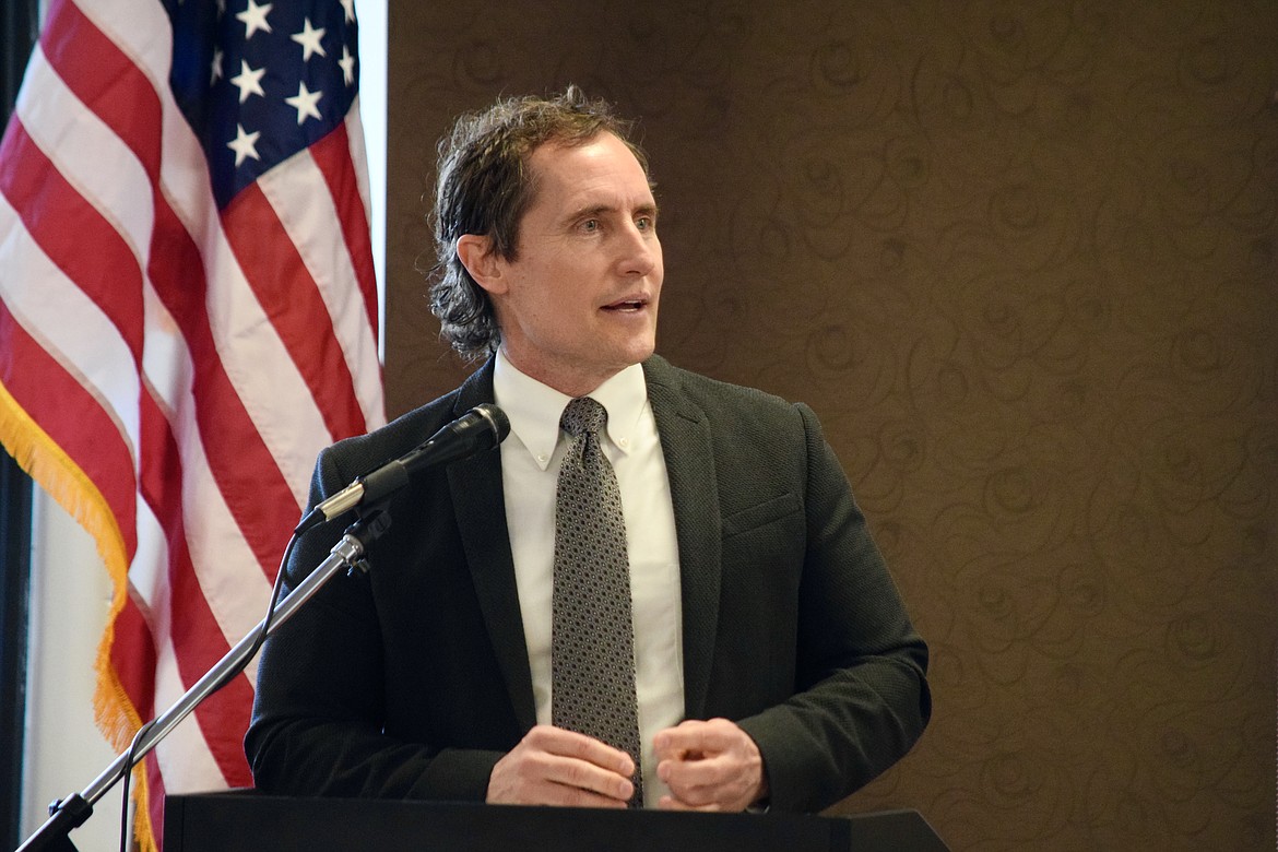 Mark Roeber, an associate pastor at the Moses Lake Alliance Church, giving the keynote address at Tuesday’s 27th annual Mayor’s Prayer Breakfast, organized and sponsored by the Kiwanis Club of Moses Lake.