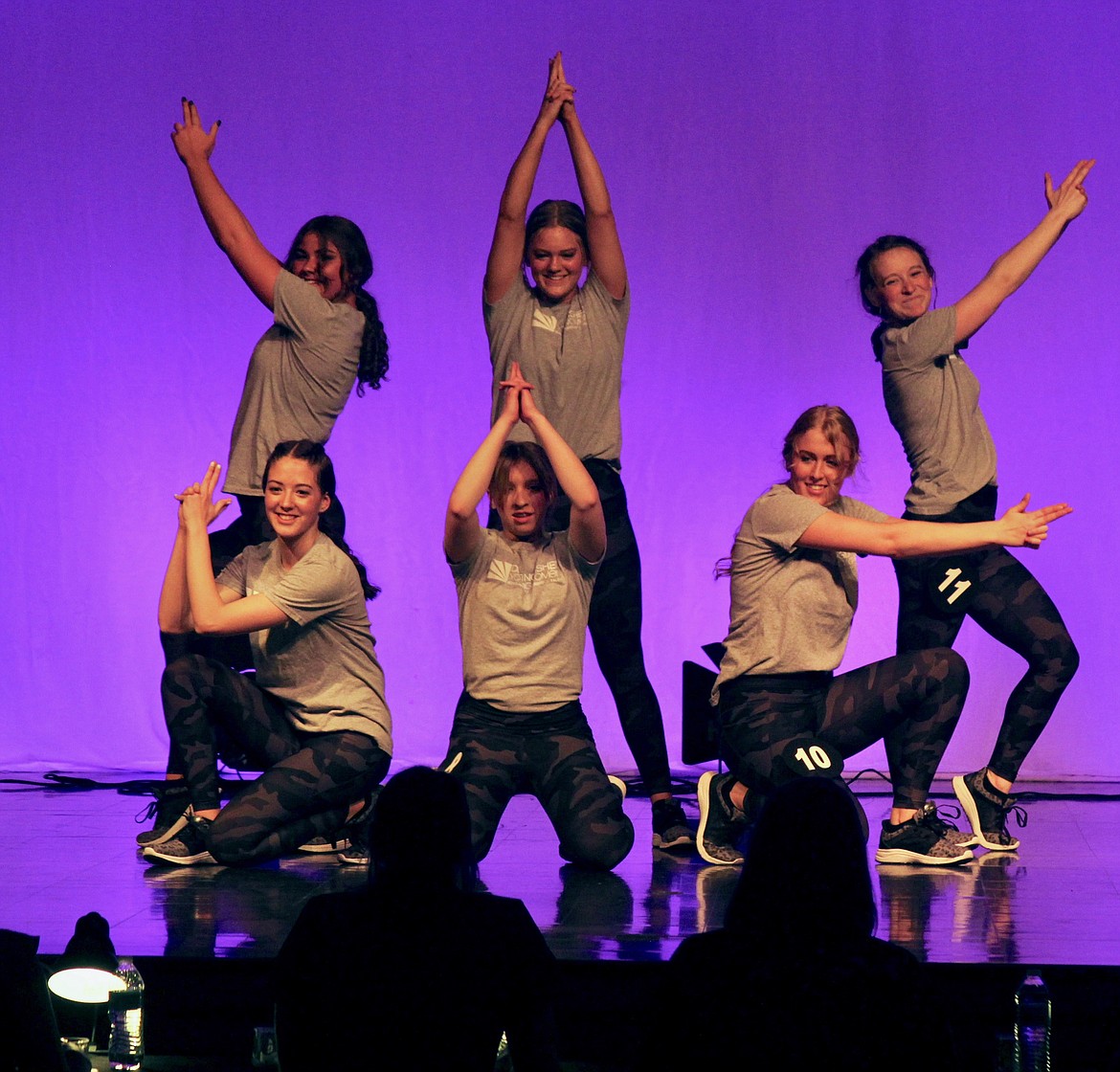 (top row, Hailey Kelsey, Evelynn Chaney, Leah Moellmer, bottom row, Emma Lucas, Jaden Byars and Majassa Allred) DYW participants during the fitness portion of the program.