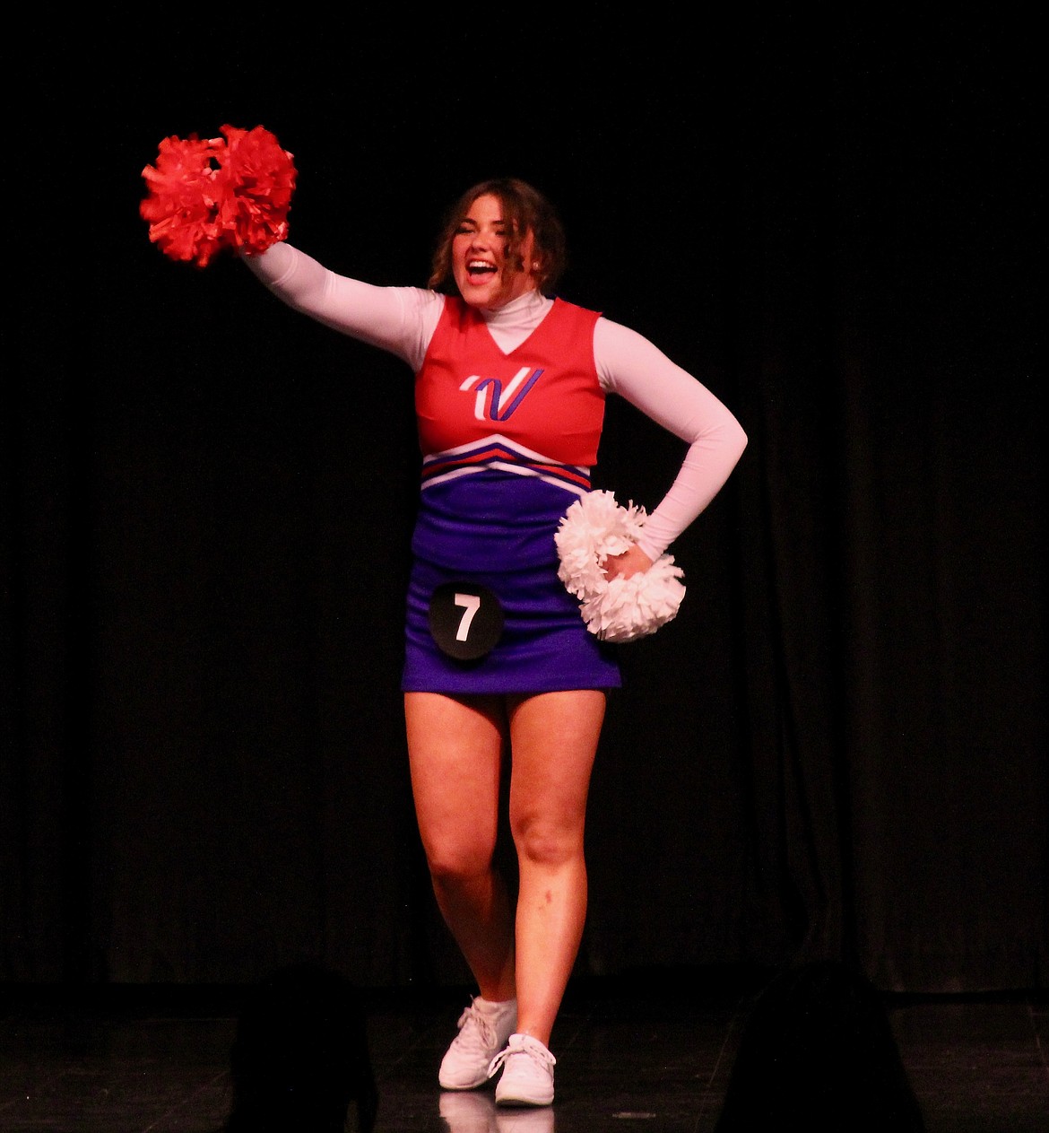 Hailey Kelsey performs cheer routine as her talent for DYW 2022 program.