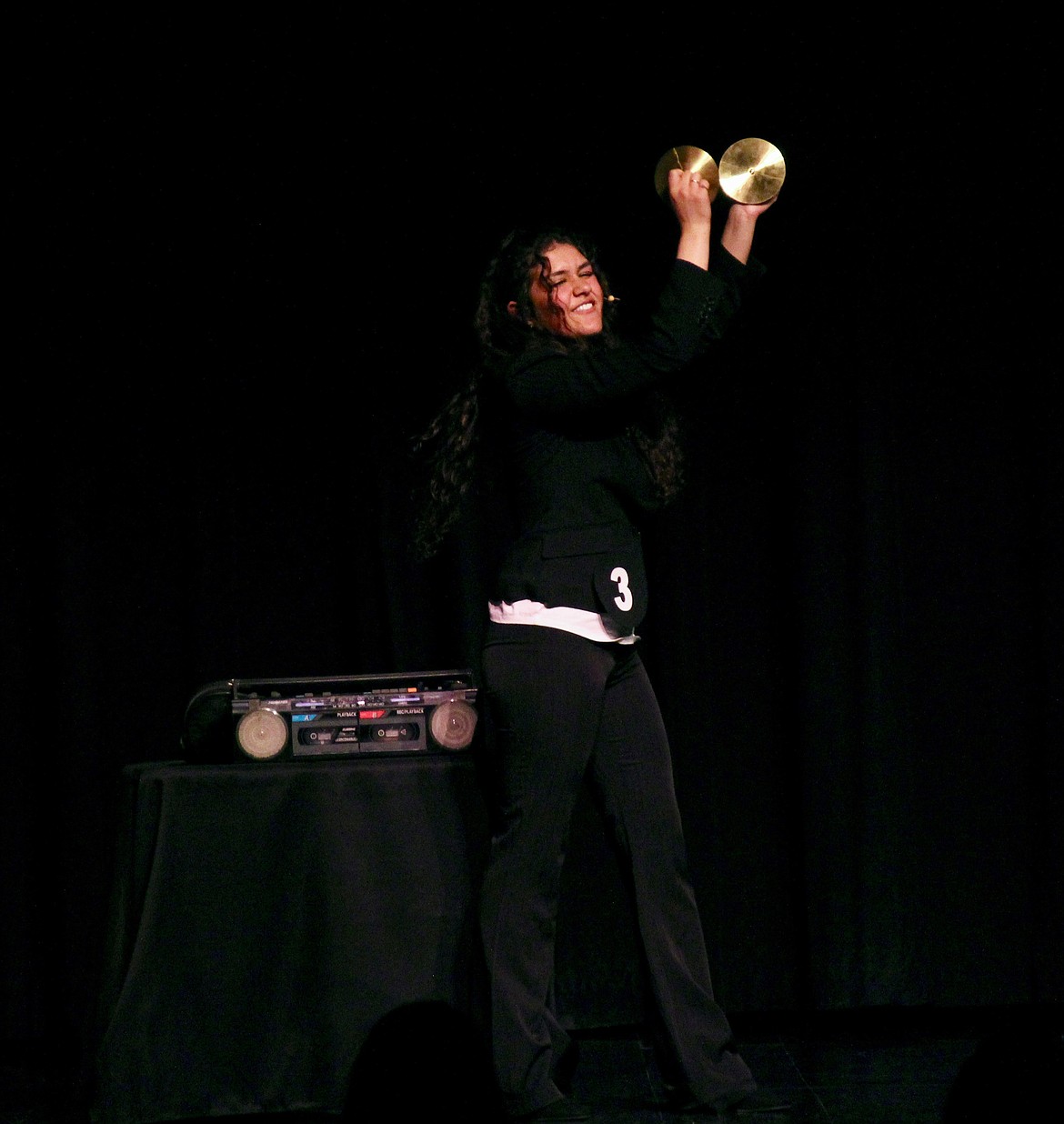 Neveah Elliston shows displays her sense of humor in the comedic musical skit during the talent portion of the DYW 2022 program.