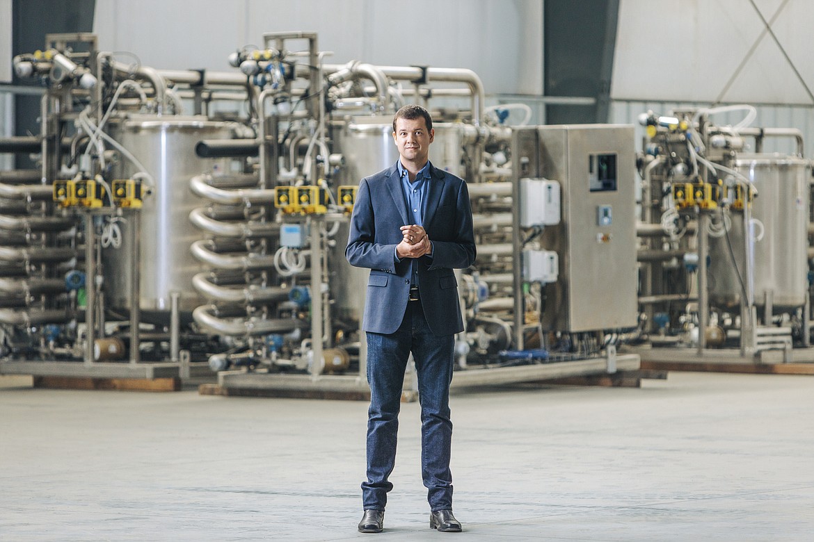 Sila Nanotechnologies co-founder and CEO Gene Berdichevsky in photos taken inside the 600,000-square-foot building the company just bought on Road N NE and intends to turn into its Moses Lake production facility.