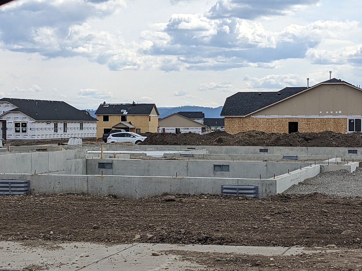 Homes under construction in Rathdrum near Meyer and Lancaster.