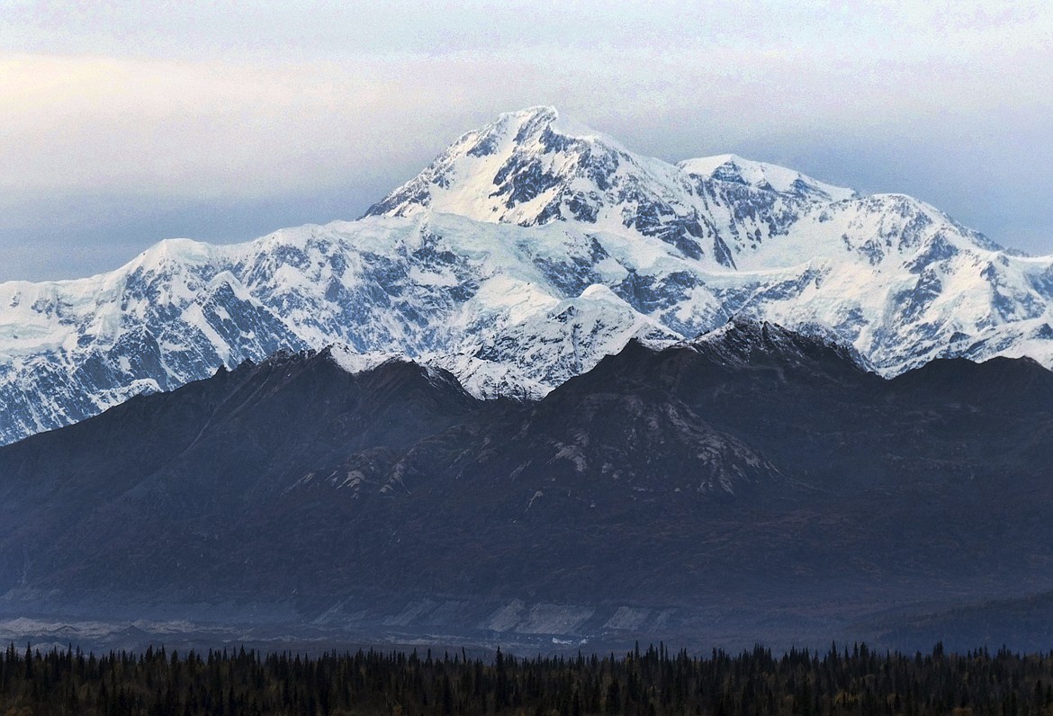 In this Oct. 1, 2017, photo, North America's tallest peak, Denali, is seen from a turnout in Denali State Park, Alaska.