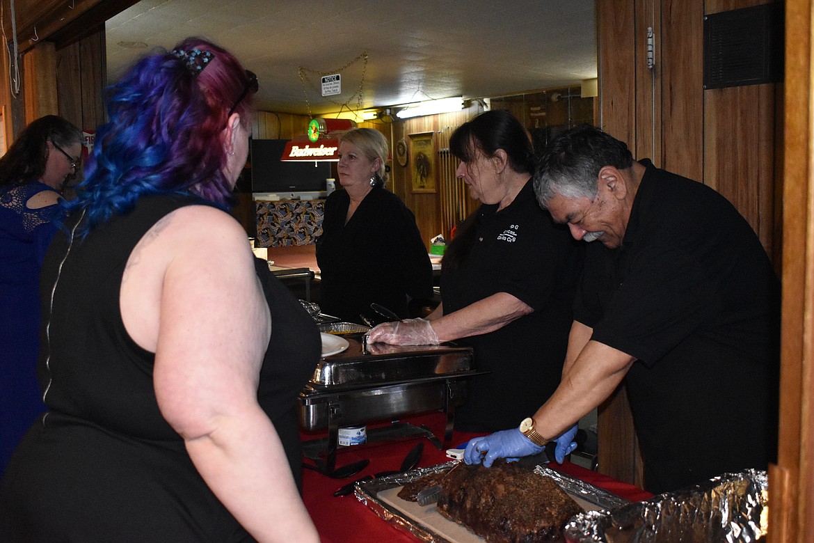 Dinner was catered by Top Gun Catering based out of Moses Lake. The food was the guest's choice of prime rib or chicken cordon bleu with salad, baked potato, corn and a roll.