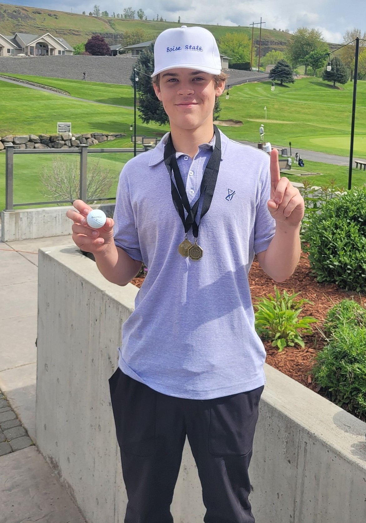 Courtesy photo
Coeur d'Alene freshman Grant Potter hit a hole-in-one during the 5A Region 1 tournament on Tuesday, acing the 146-yard fourth hole at Lewiston Country Club.