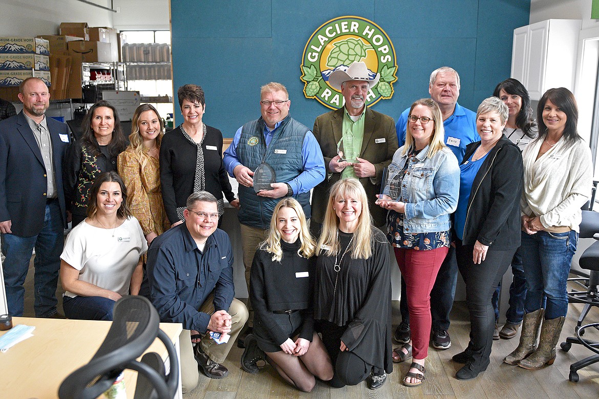 The team at Glacier Hops Ranch accepts the Exporter of the Year award at the state, regional and national level from the Small Business Administration on April 28. (Whitney England/Whitefish Pilot)