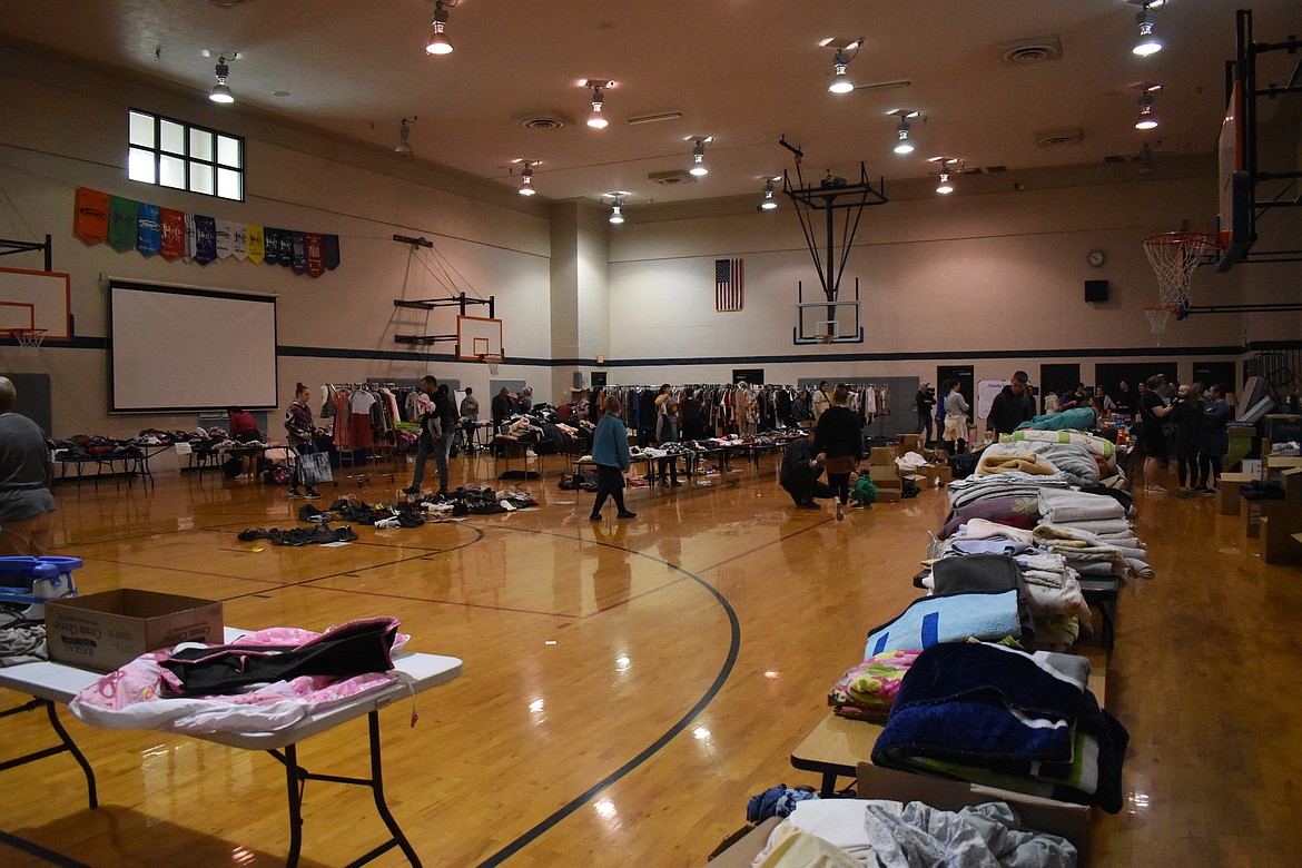 The Soap Lake Elementary School gym was full of donated items for Ukrainian refugees of the Soap Lake area to get items they need. Many left everything but a small suitcase behind.