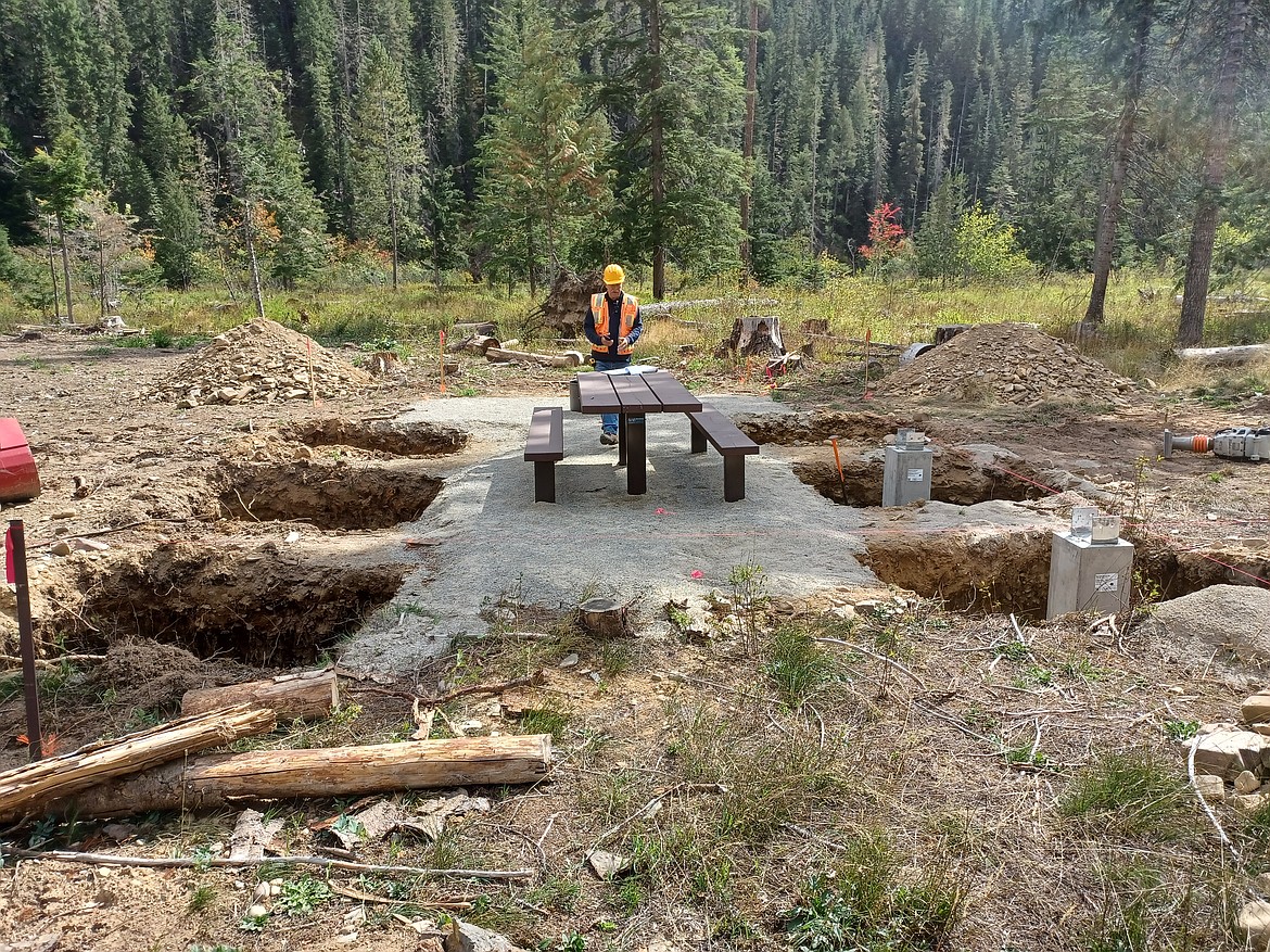 Photo courtesy Patrick Lair/Idaho Panhandle National Forests
A picnic area under construction at Kit Price Campground.