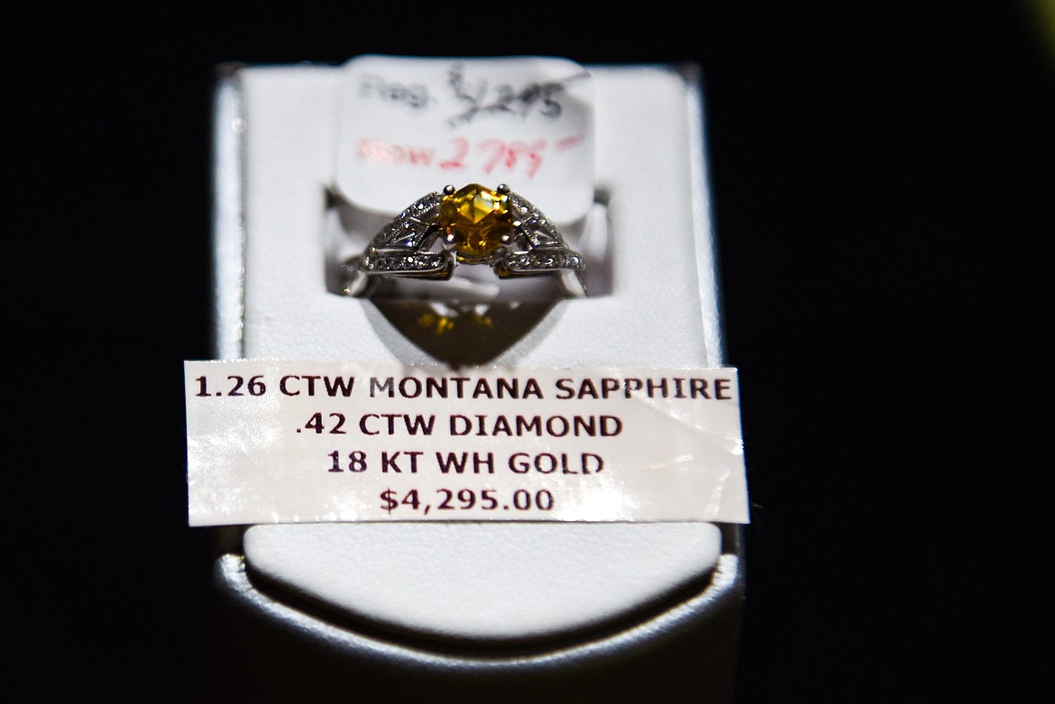 A Montana sapphire ring at L'Or Custom Jewelers in Kalispell on Thursday, May 12. (Casey Kreider/Daily Inter Lake)