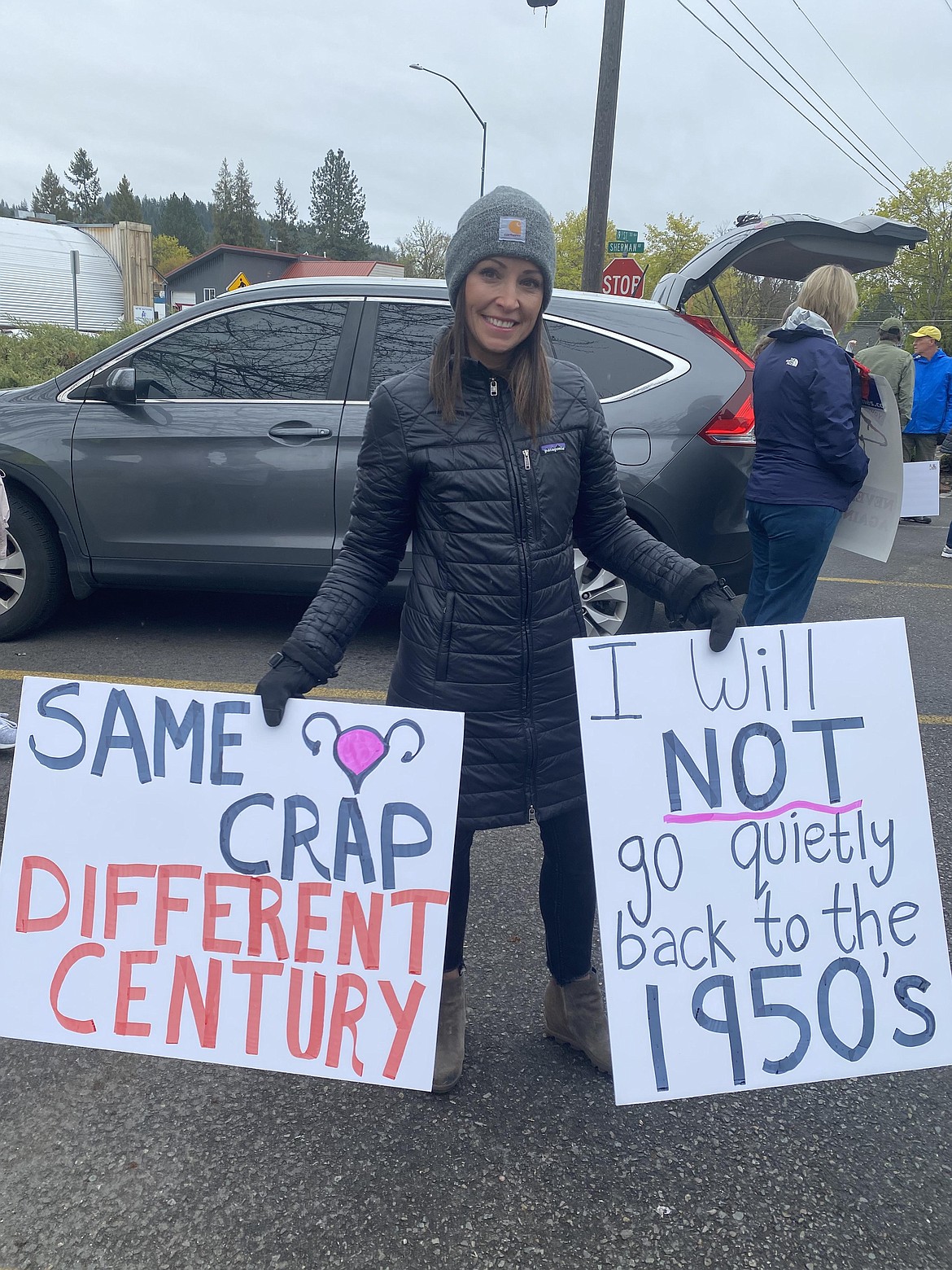 Betsy Kovatch let her signs speak for her.