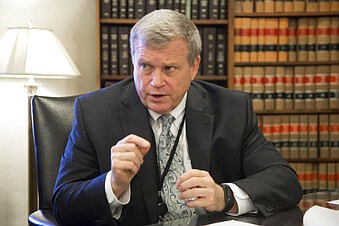 Idaho Attorney General Lawrence Wasden during an interview in Boise, Idaho, on March 1, 2017. (Darin Oswald/Idaho Statesman via AP, File)