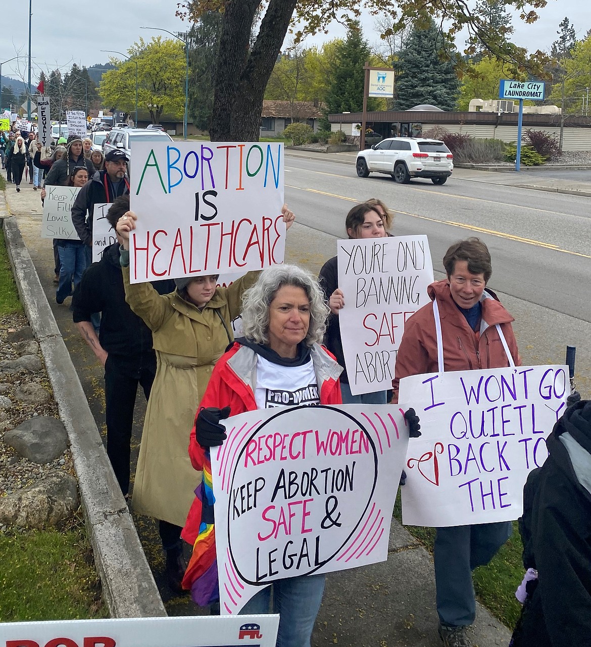 More than 300 men, women and children marched up Sherman Avenue Saturday , in favor of  protecting women's reproductive rights.