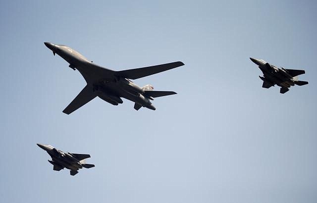 B-1 Bomber and escorts