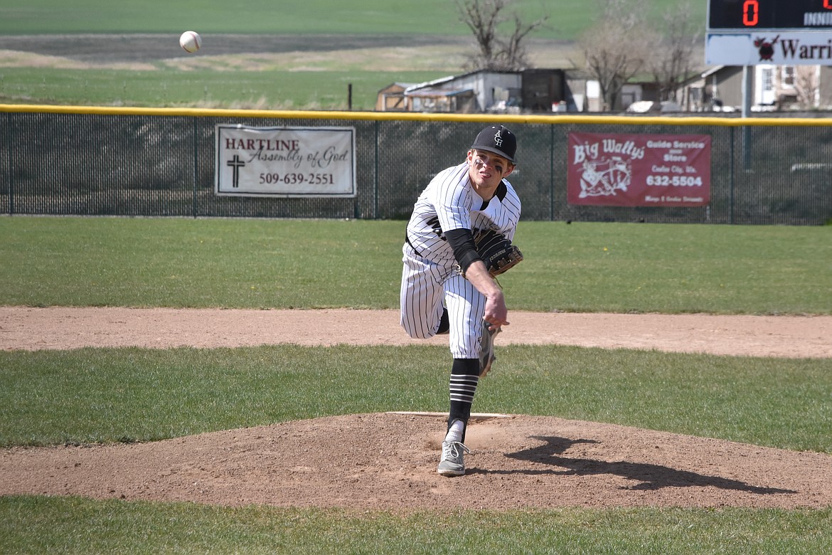 ACH senior Dane Isaak pitches during a matchup against Mary Walker High School on April 26. The team is ranked No. 2 in the state 1B baseball category of the Washington Interscholastic Activities Association Rating Percentage Index.