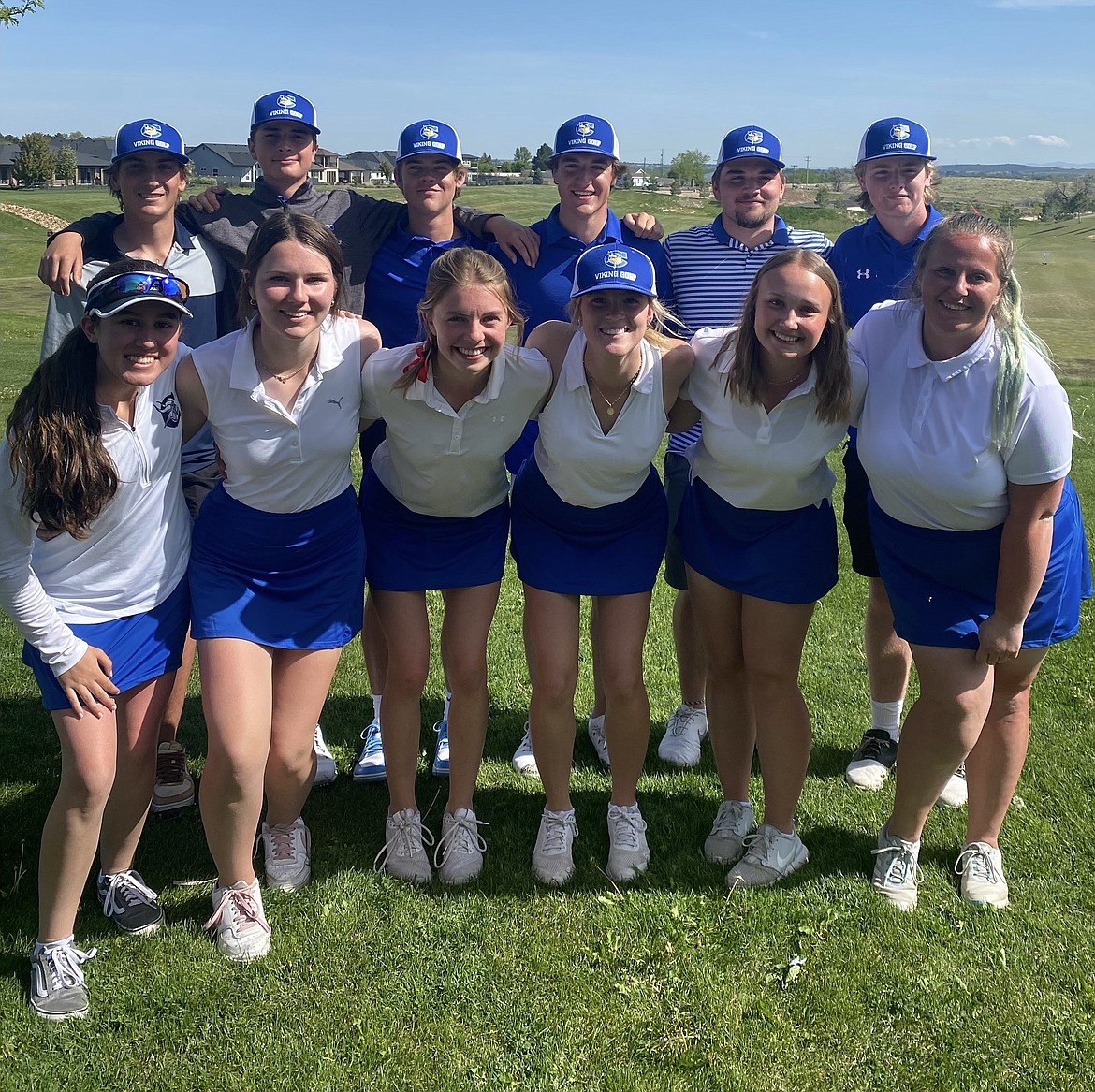 Courtesy photo
The Coeur d'Alene boys and girls golf teams wrapped up the season at the state 5A tournament at RedHawk Golf Course in Nampa. In the back row, from left, are: Jameson Dale, Luke West, Grant Potter, Parker Freeman, Cole Jaworski and Trey Nipp. In the front are: Hayden Crenshaw, Peyton Blood, Paige Crabb, Taylor Potter, Brianna Priest and Cassie Lee.