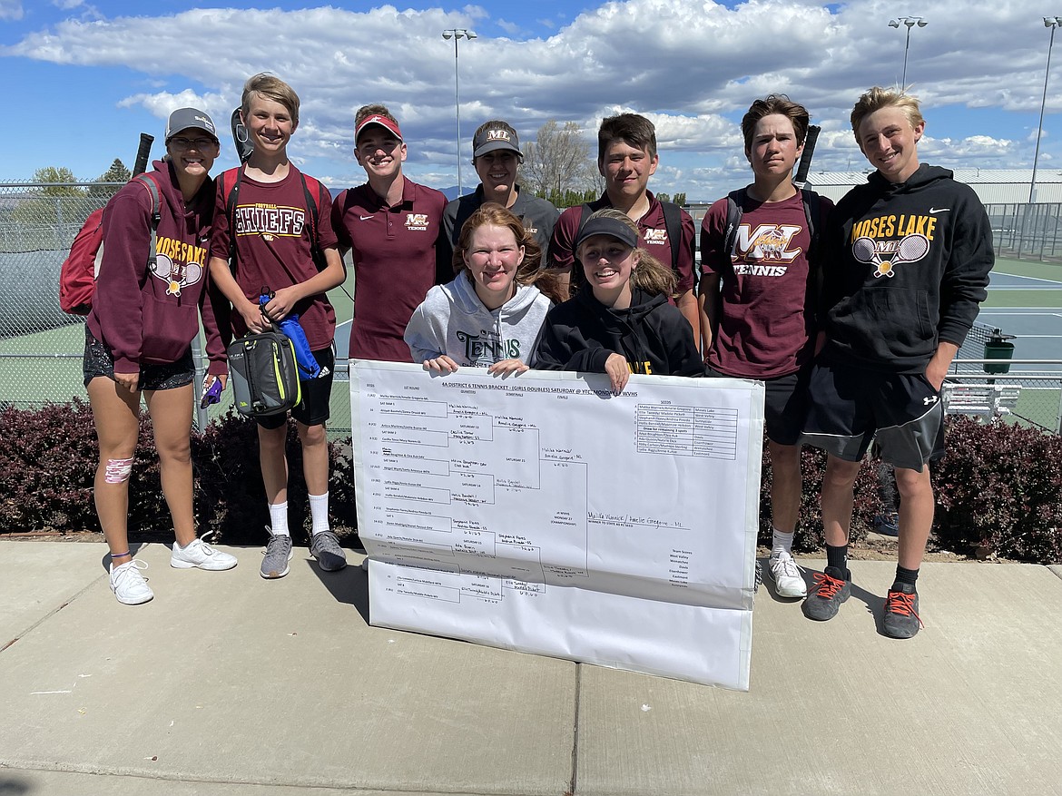 Boys and girls from the Moses Lake tennis teams pose after a successful trip to the district tournament.