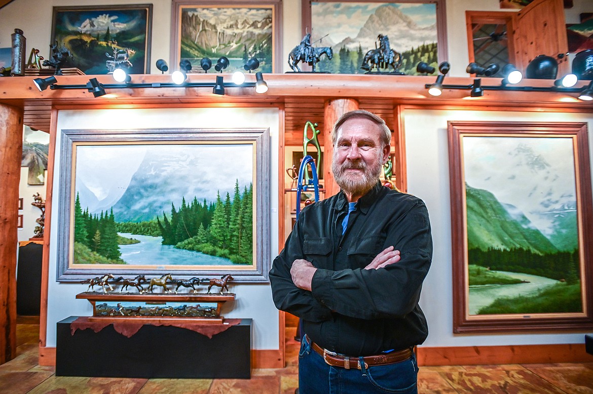 Artist Michael G. Booth inside his gallery in Hungry Horse on Thursday, May 19. (Casey Kreider/Daily Inter Lake)