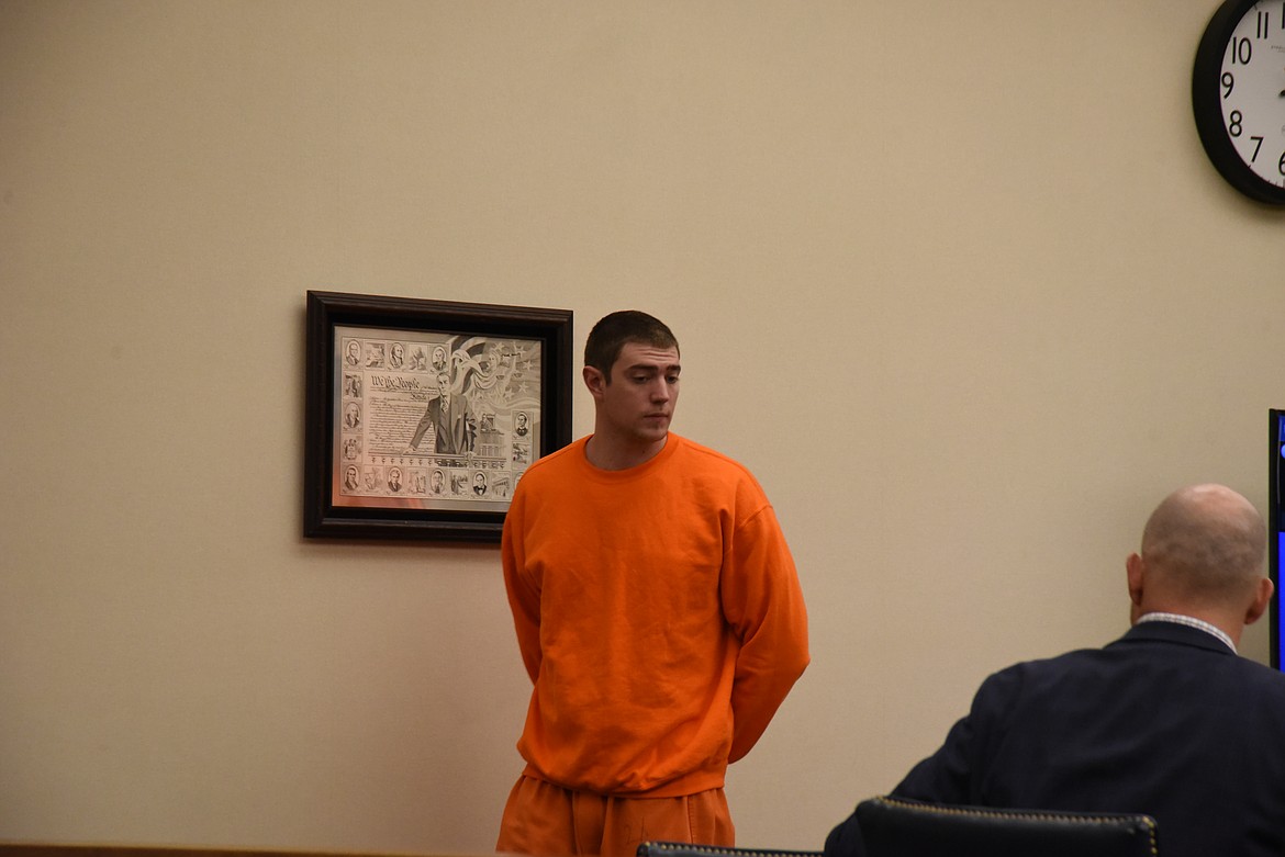 Zackary Maas, 25, of Columbia Falls enters a courtroom in Flathead County District Court for a bond reduction hearing on Thursday, May 19. Maas faces a deliberate homicide charge. (Derrick Perkins/Daily Inter Lake)