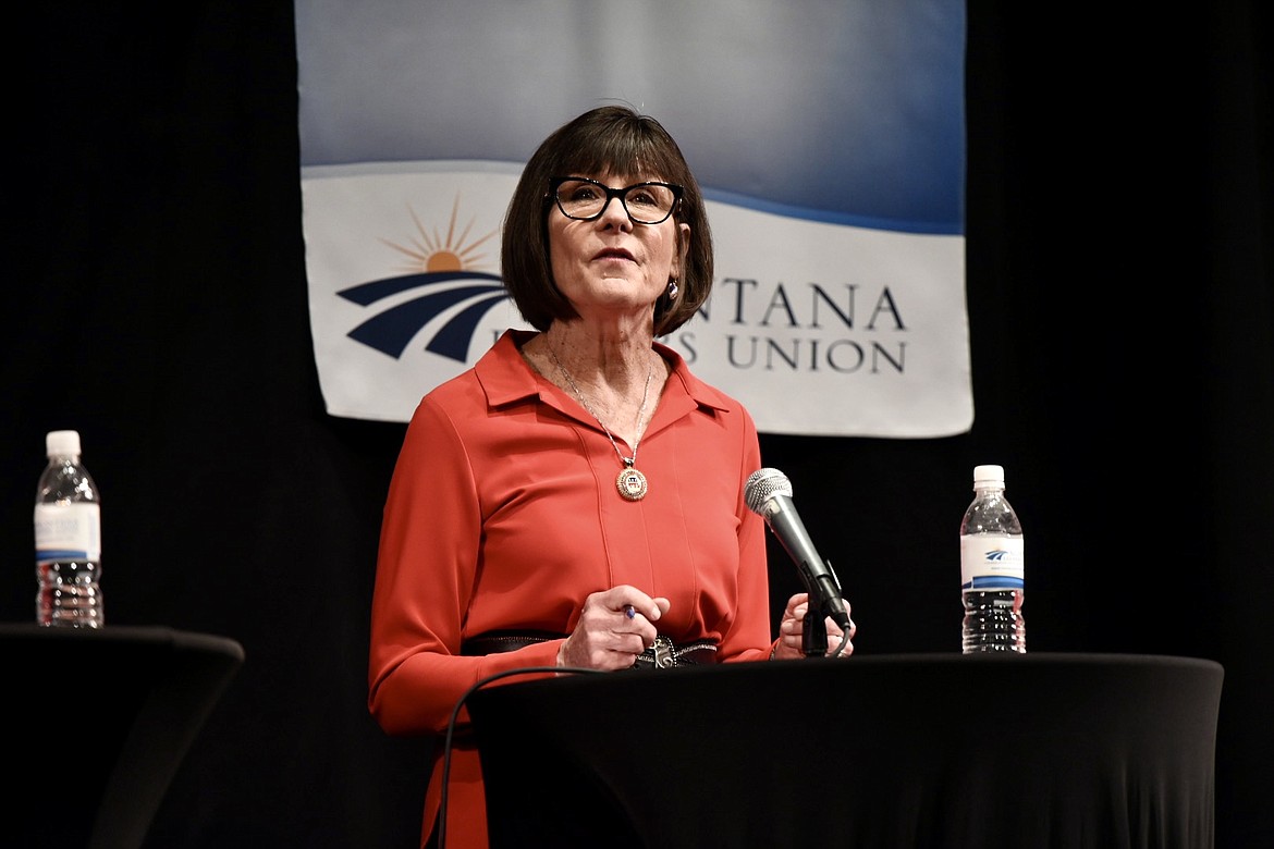 Mary Todd speaks at a debate among Republican candidates for Montana's western district U.S. House seat in Whitefish in 2022. The event was hosted by Montana Farmers Union. (Matt Baldwin/Daily Inter Lake)