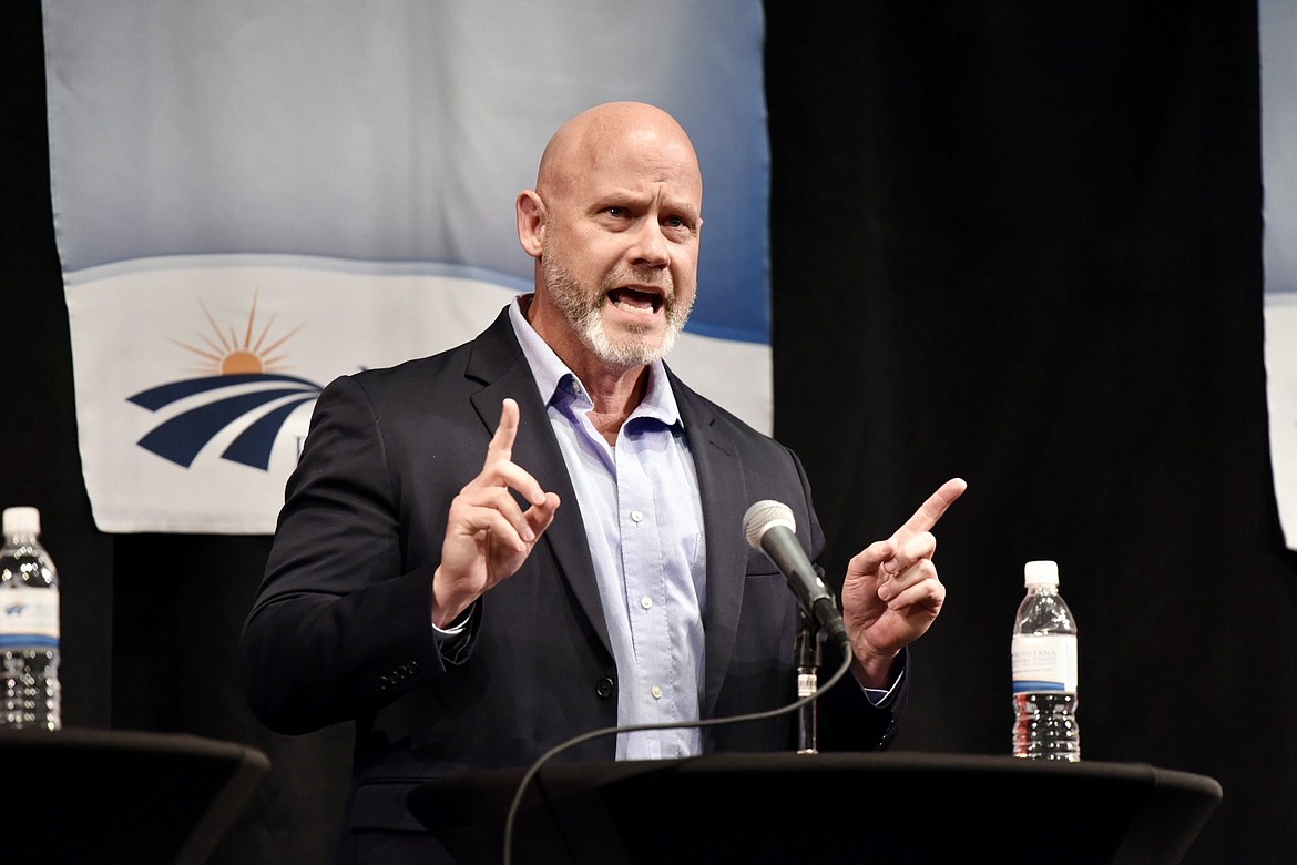 Matt Jette speaks at a debate among Republican candidates for Montana's western district U.S. House seat in Whitefish on Friday. The event was hosted by Montana Farmers Union. (Matt Baldwin/Daily Inter Lake)