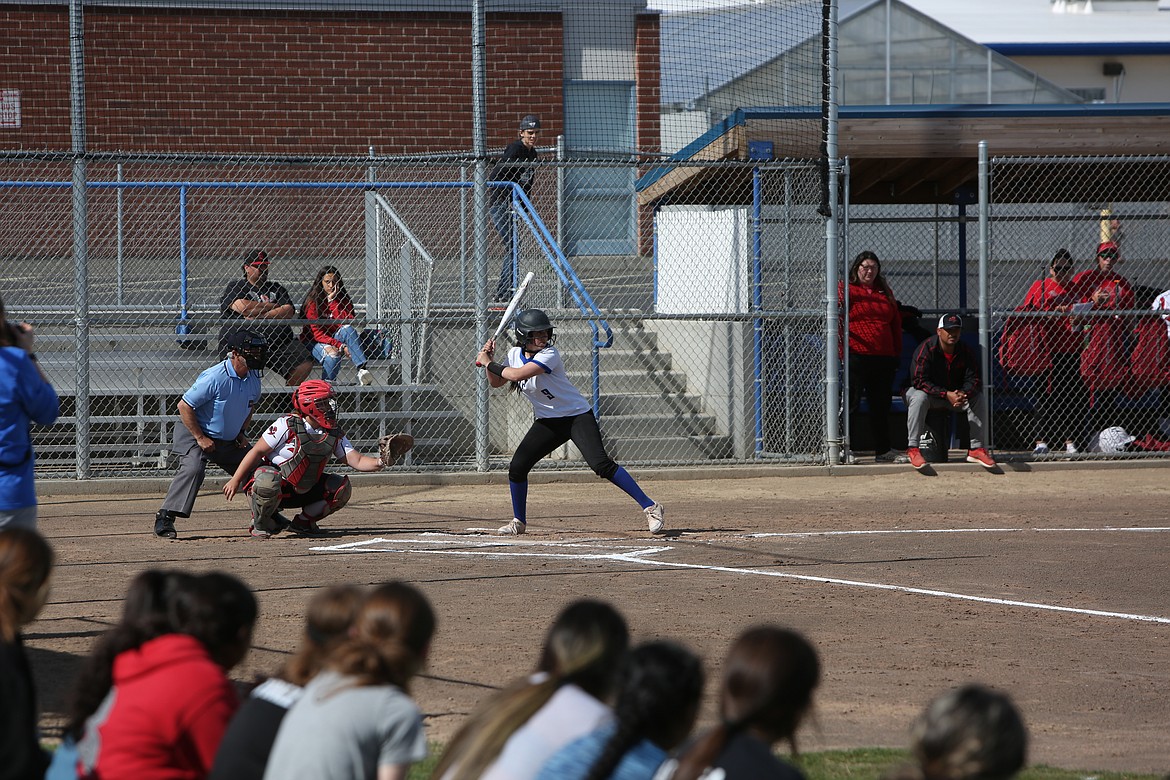 Cutline Warden’s Aliza Leinweber waits at bat for a pitch in Warden’s 17-0 win over Granger on May 17.