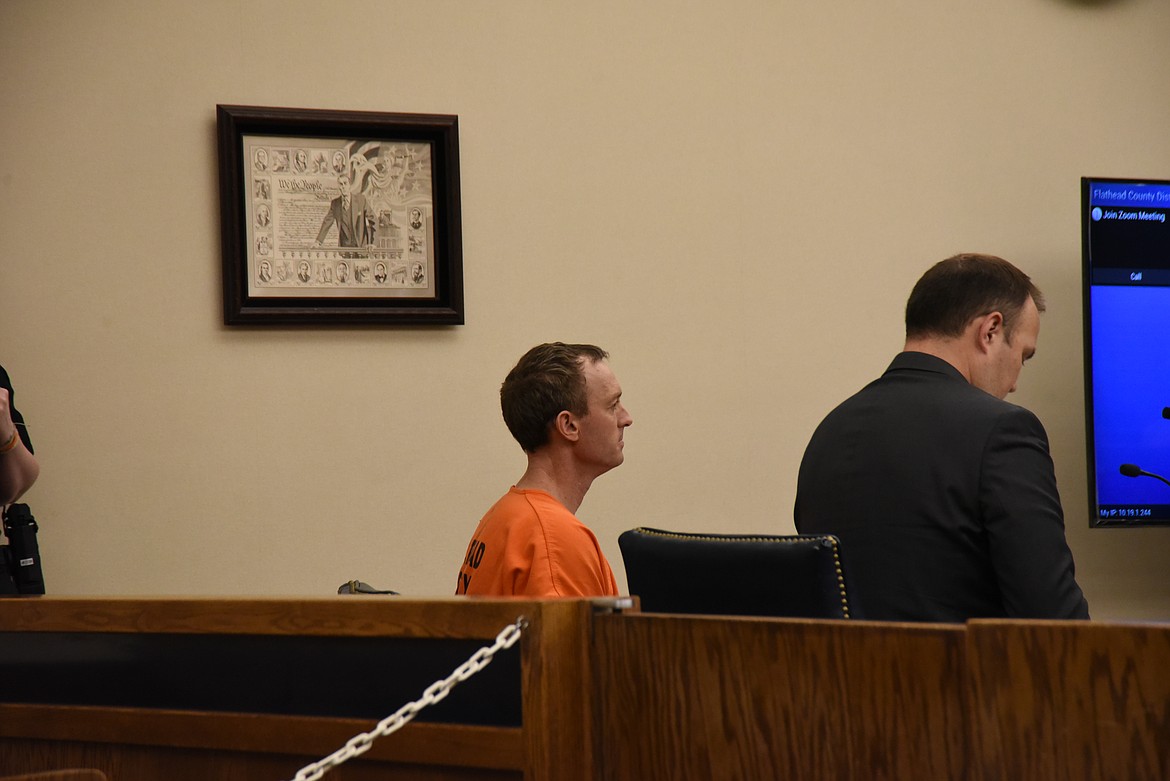 Quinn Garrett Lewis at his May 18 arraignment in Flathead County District Court. He pleaded not guilty to assault with a weapon. (Derrick Perkins/Daily Inter Lake)