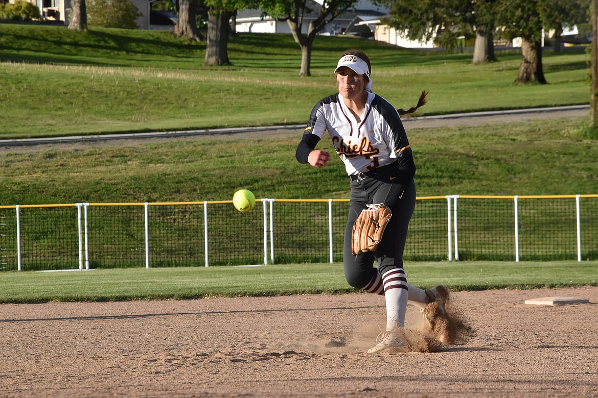 Freshman Paige Richardson pitched just over two innings of the game against Eastmont on Friday.