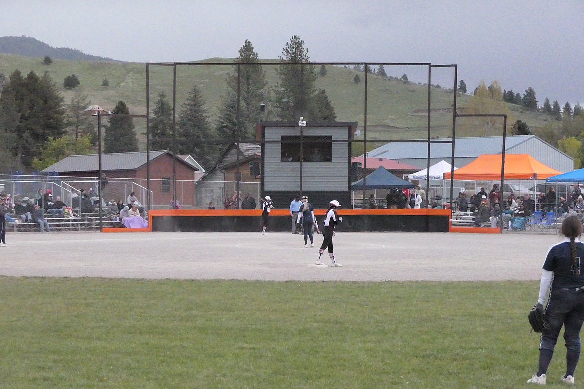 The view from centerfield of the new backstop and pressbox facility workers completed this past week in preparation for the Western B Divisional softball tournament at Plains High. (Chuck Bandel/VP-MI)