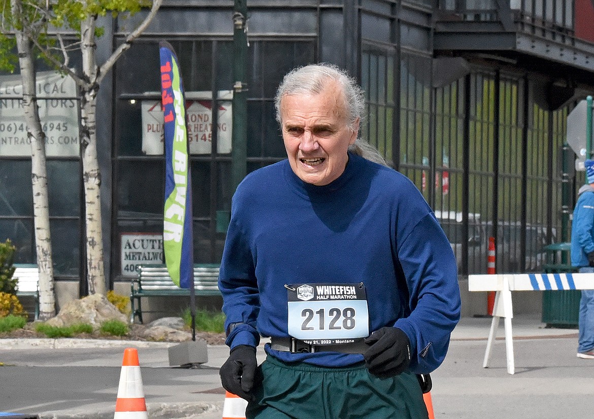 Gil Jordan from Coram runs the half marathon in 2:16:24 on Saturday in Whitefish. (Whitney England/Whitefish Pilot)