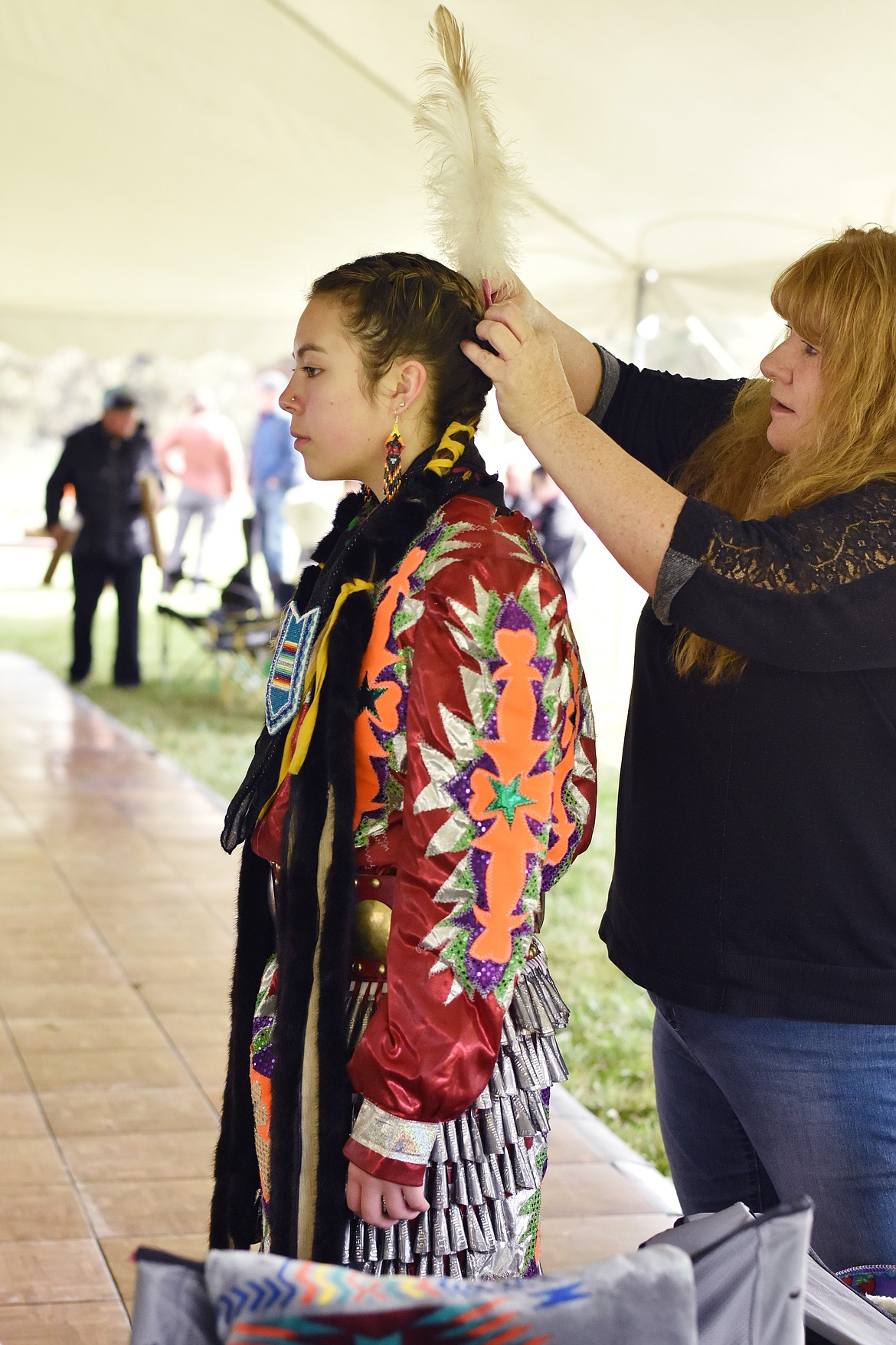 Jingle dancer Leah Mesteth. (Emily Lonnevik/Lake County Leader)